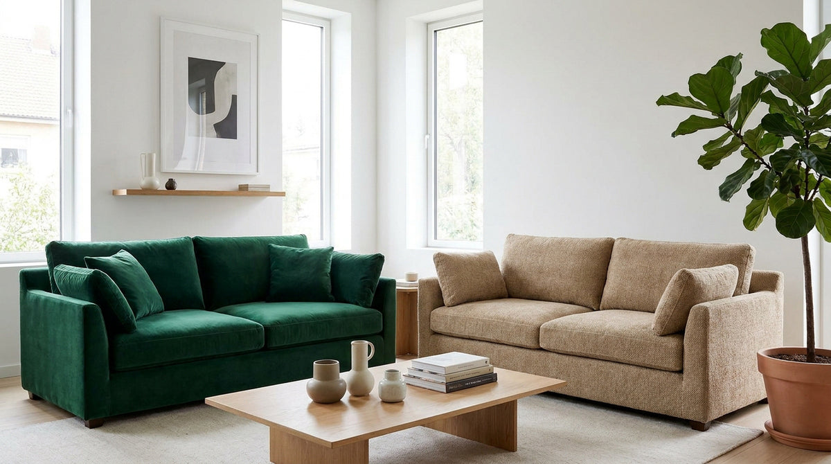 Canapé en velours ou en chenille : le match des textures