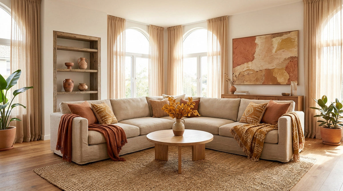 Réussir sa décoration de salon terracotta et beige
