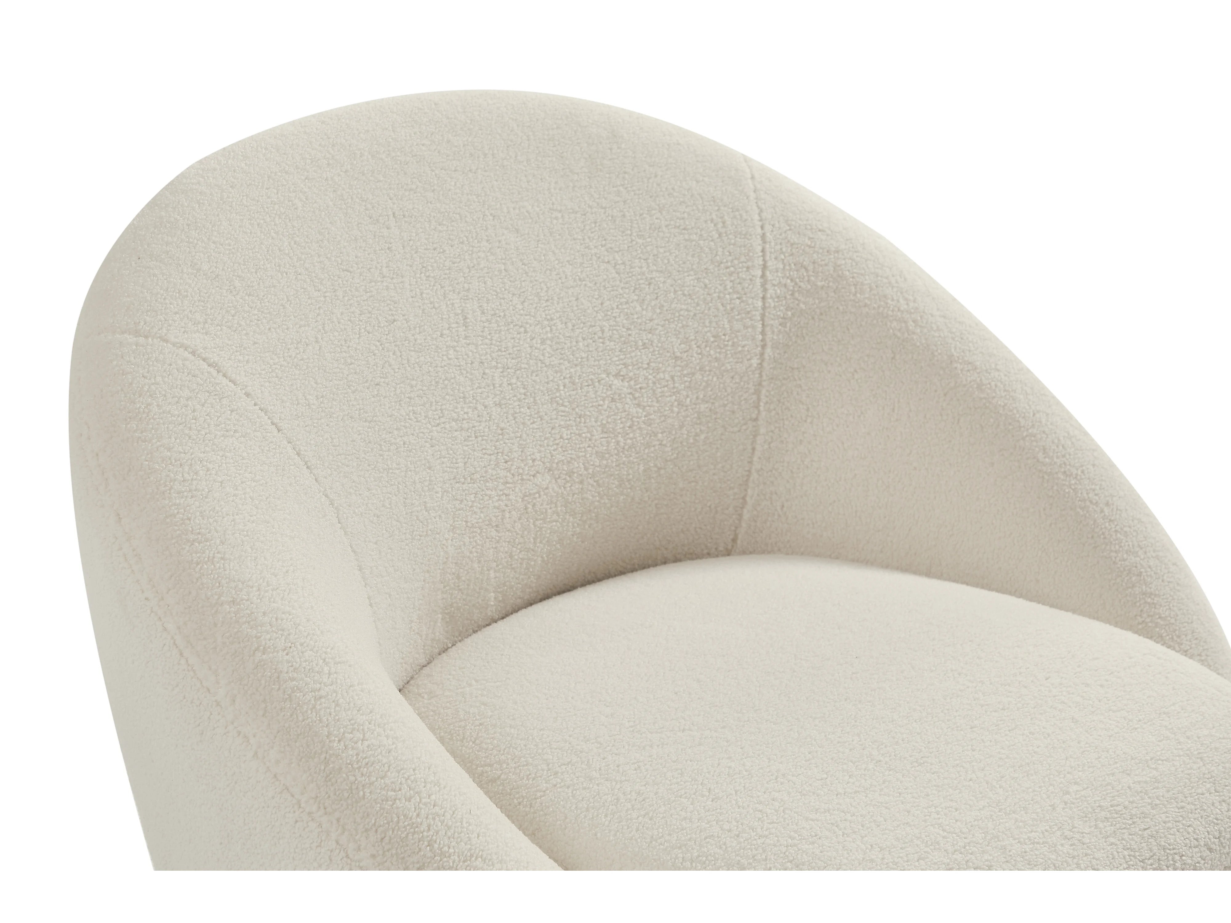 Fauteuil Arrondi Pivotant En Tissu Bouclette Blanc - LACARA