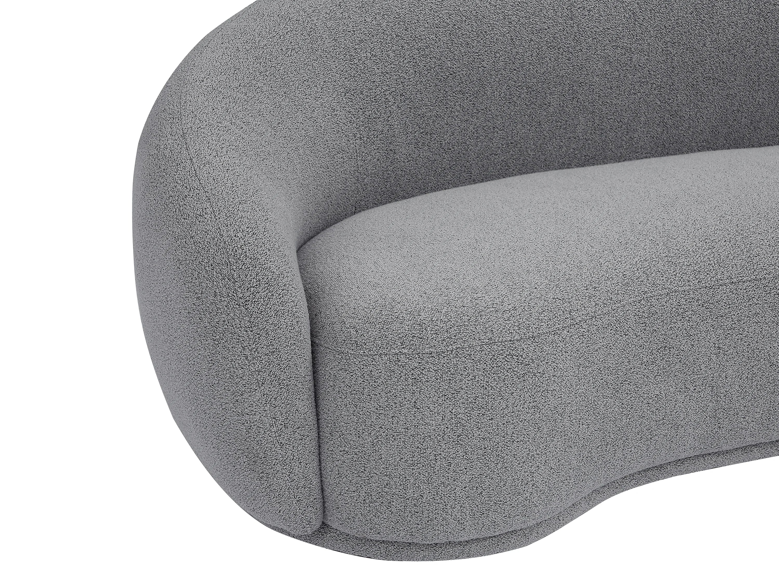 Canapé Arrondi 3 Places En Tissu Bouclette Gris - BOVANA