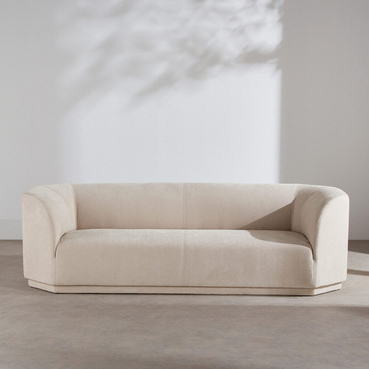 Canapé Arrondi Tissu Tramé 4 Places Beige - Gaspard