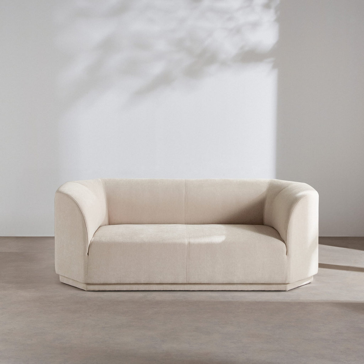 Canapé Arrondi Tissu Tramé 2 Places Beige - Gaspard