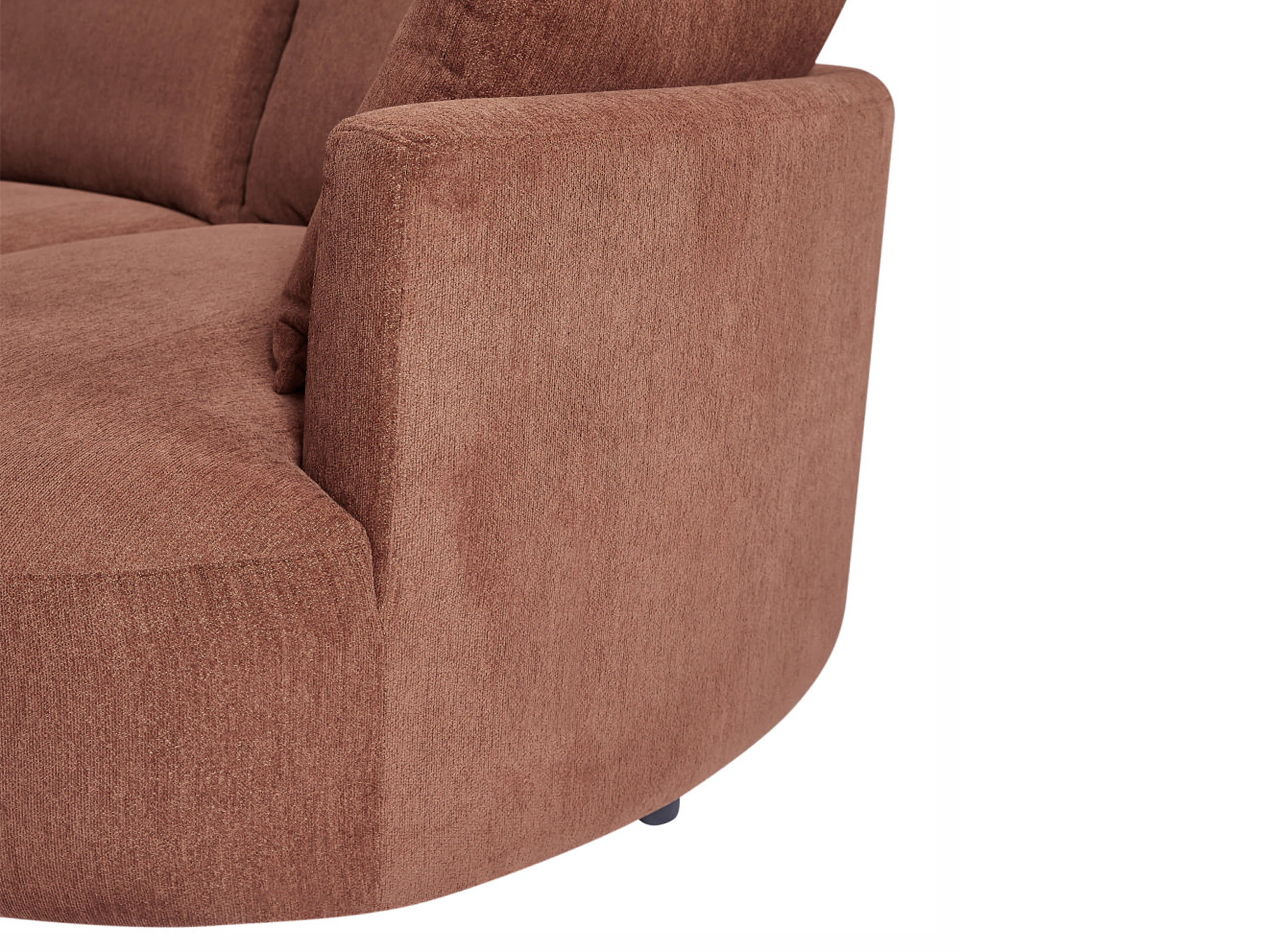 Canapé Arrondi D'Angle Droit En Velours Texturé Terracotta - LOUSADO