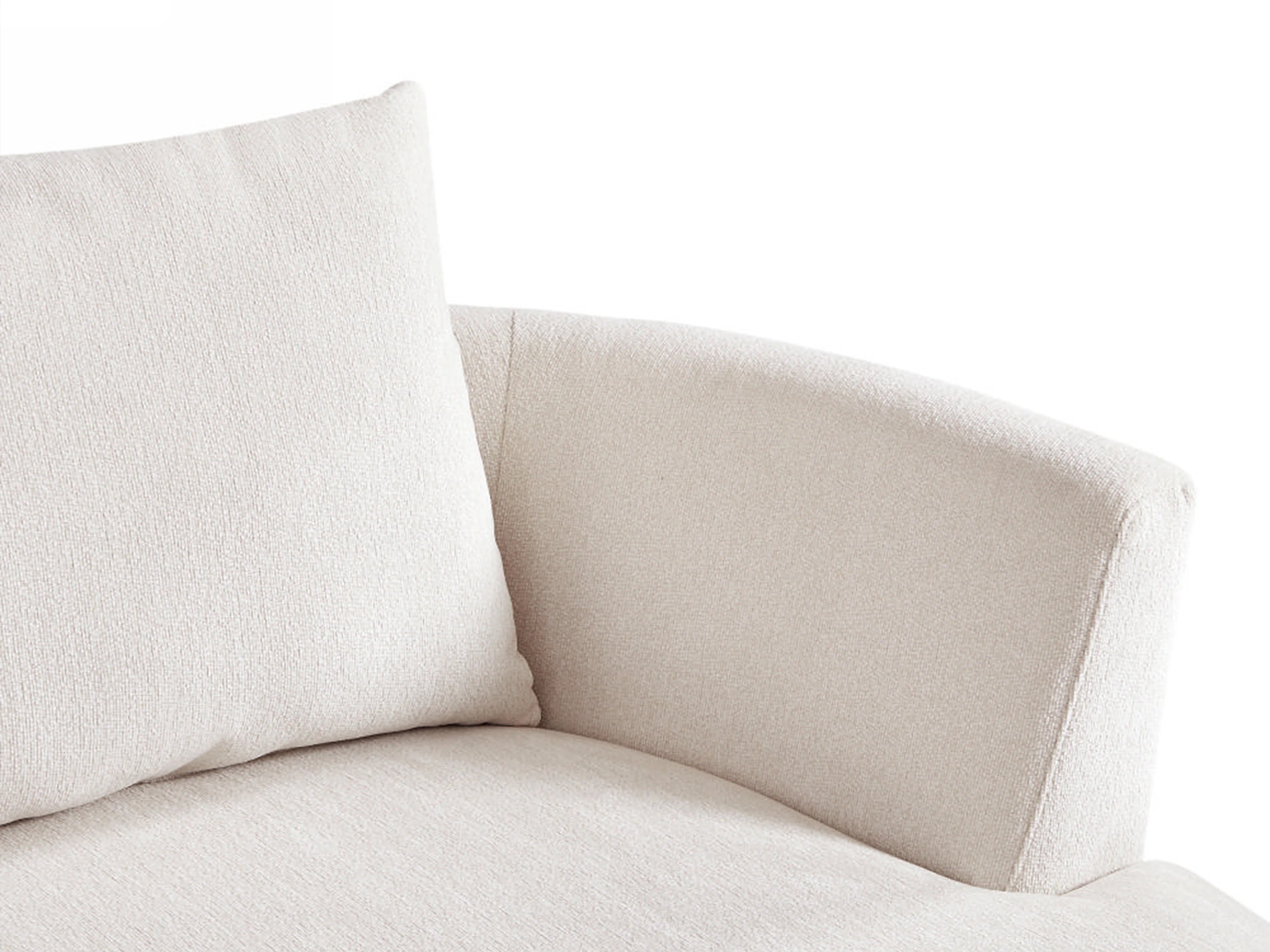 Canapé Arrondi d'Angle en Velours Texturé Beige - LOUSADO