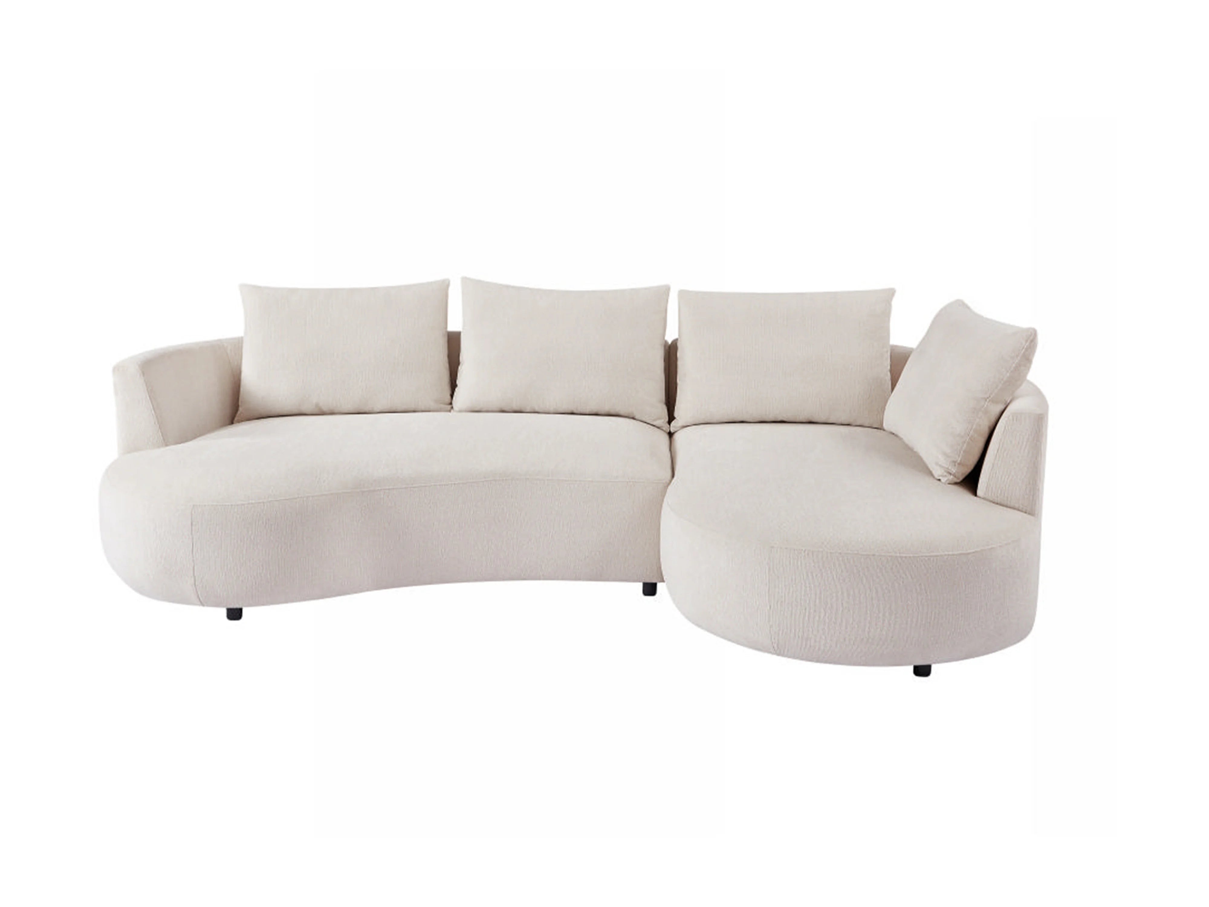 Canapé Arrondi d'Angle en Velours Texturé Beige - LOUSADO
