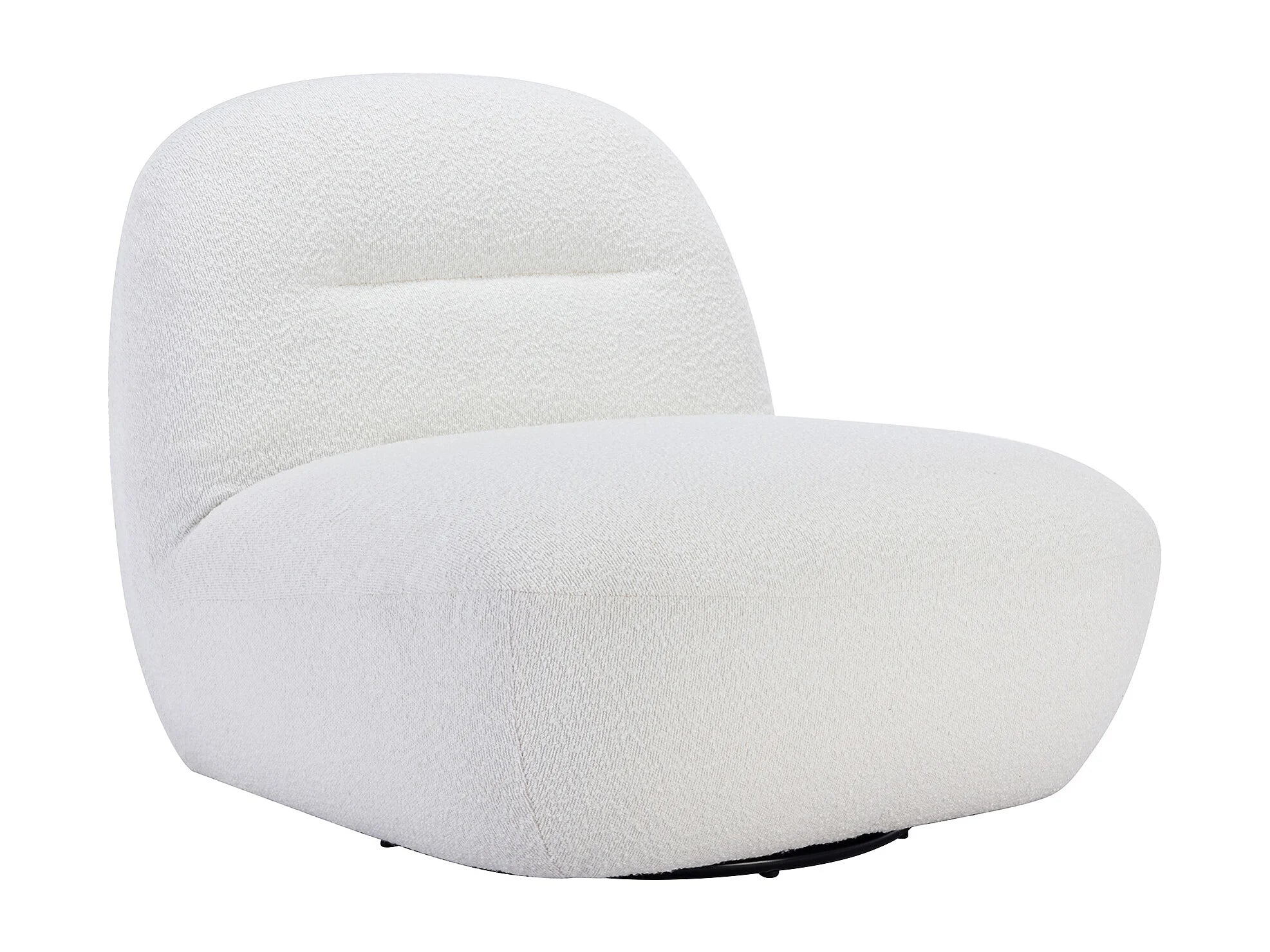 Fauteuil Arrondi Pivotant En Tissu Bouclette Blanc - POZETI