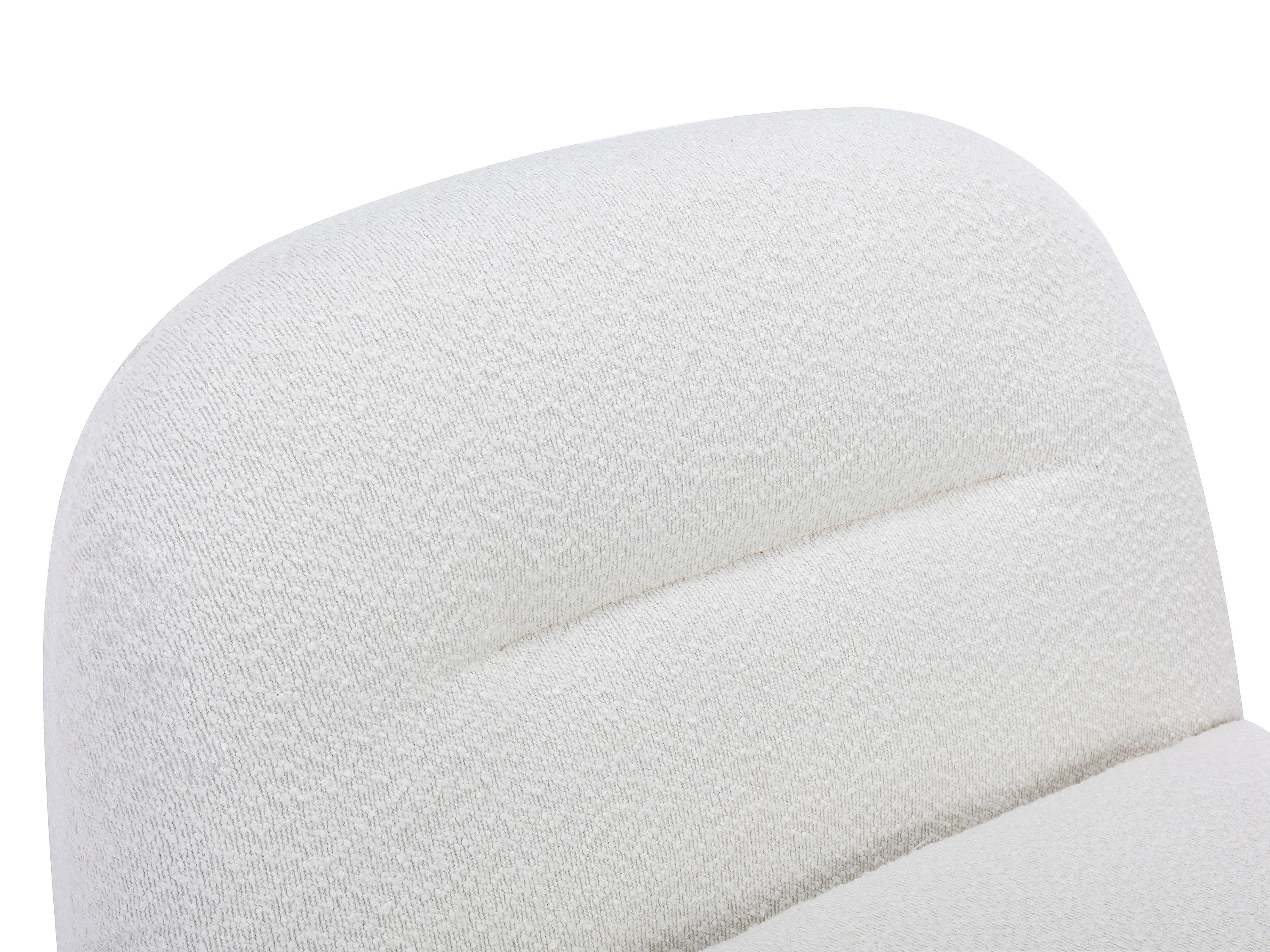 Fauteuil Arrondi Pivotant En Tissu Bouclette Blanc - POZETI