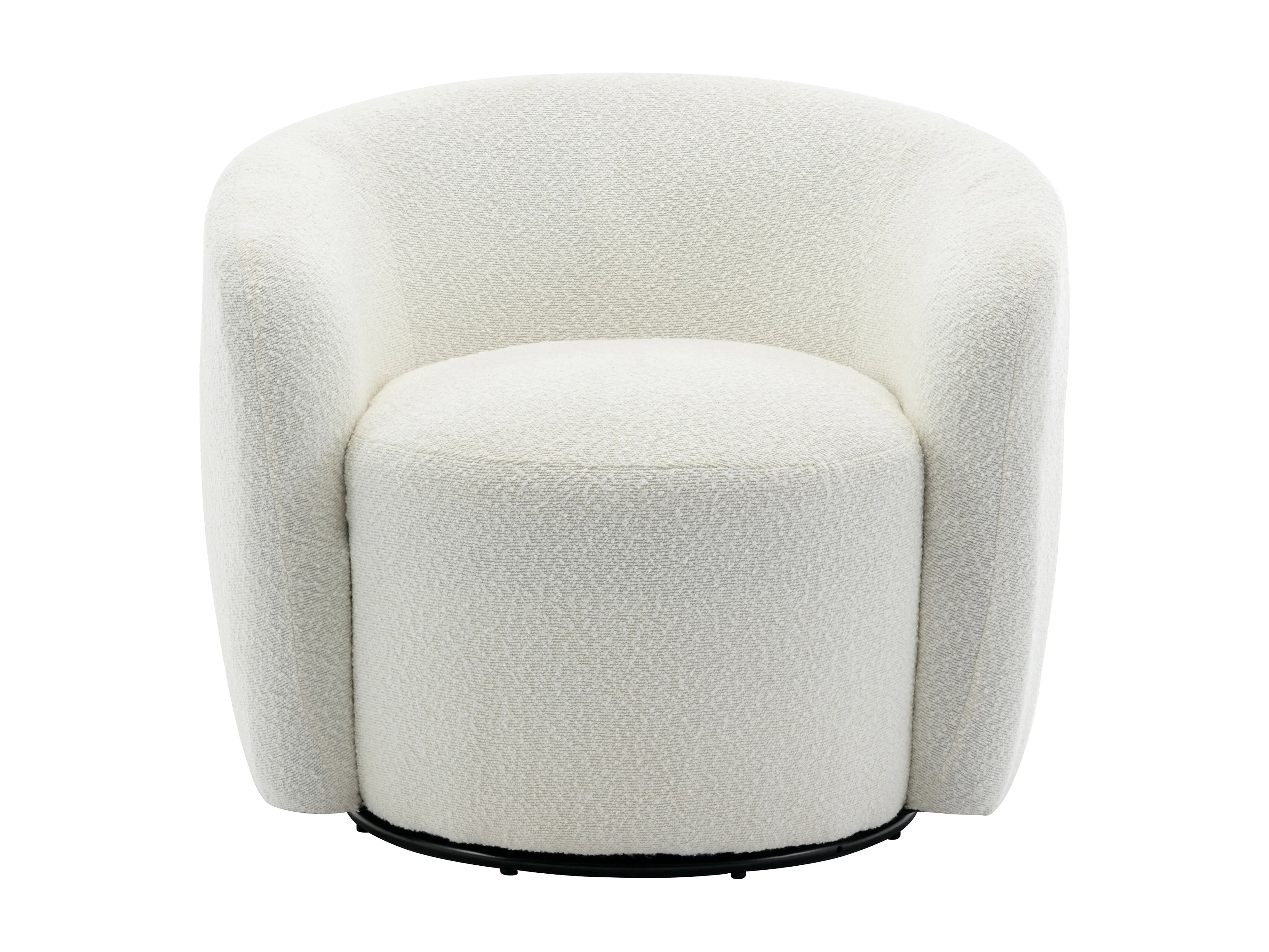 Fauteuil Arrondi Pivotant En Tissu Bouclette Blanc - VEREIDE
