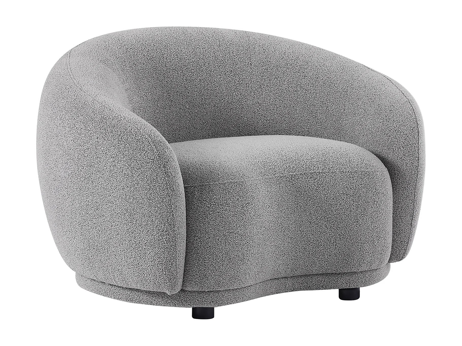 Fauteuil Arrondi En Tissu Bouclette Gris - BOVANA