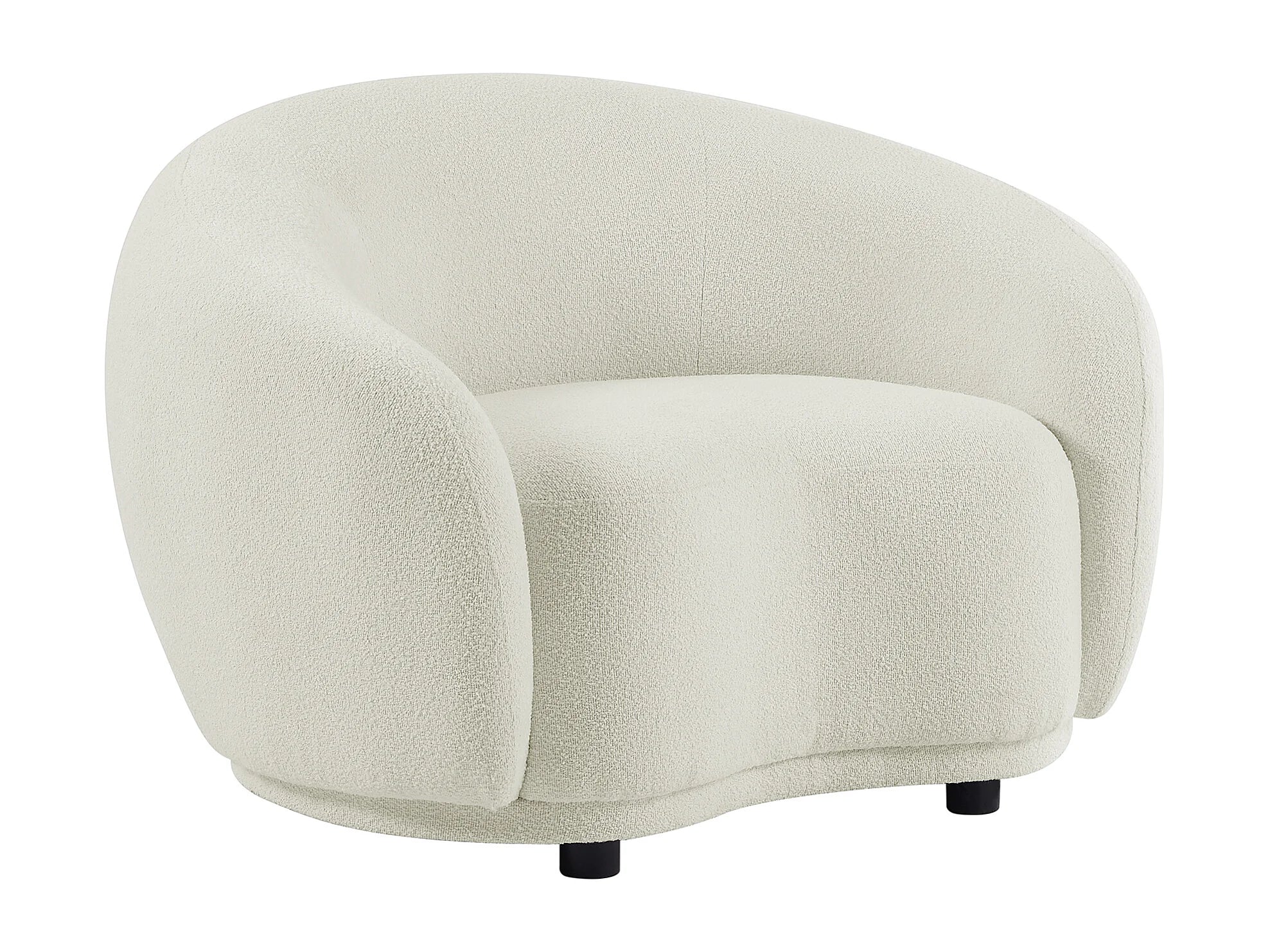 Ensemble Canapé Arrondi 3 Places Et Fauteuil Arrondi Blanc Ivoire - BOVANA