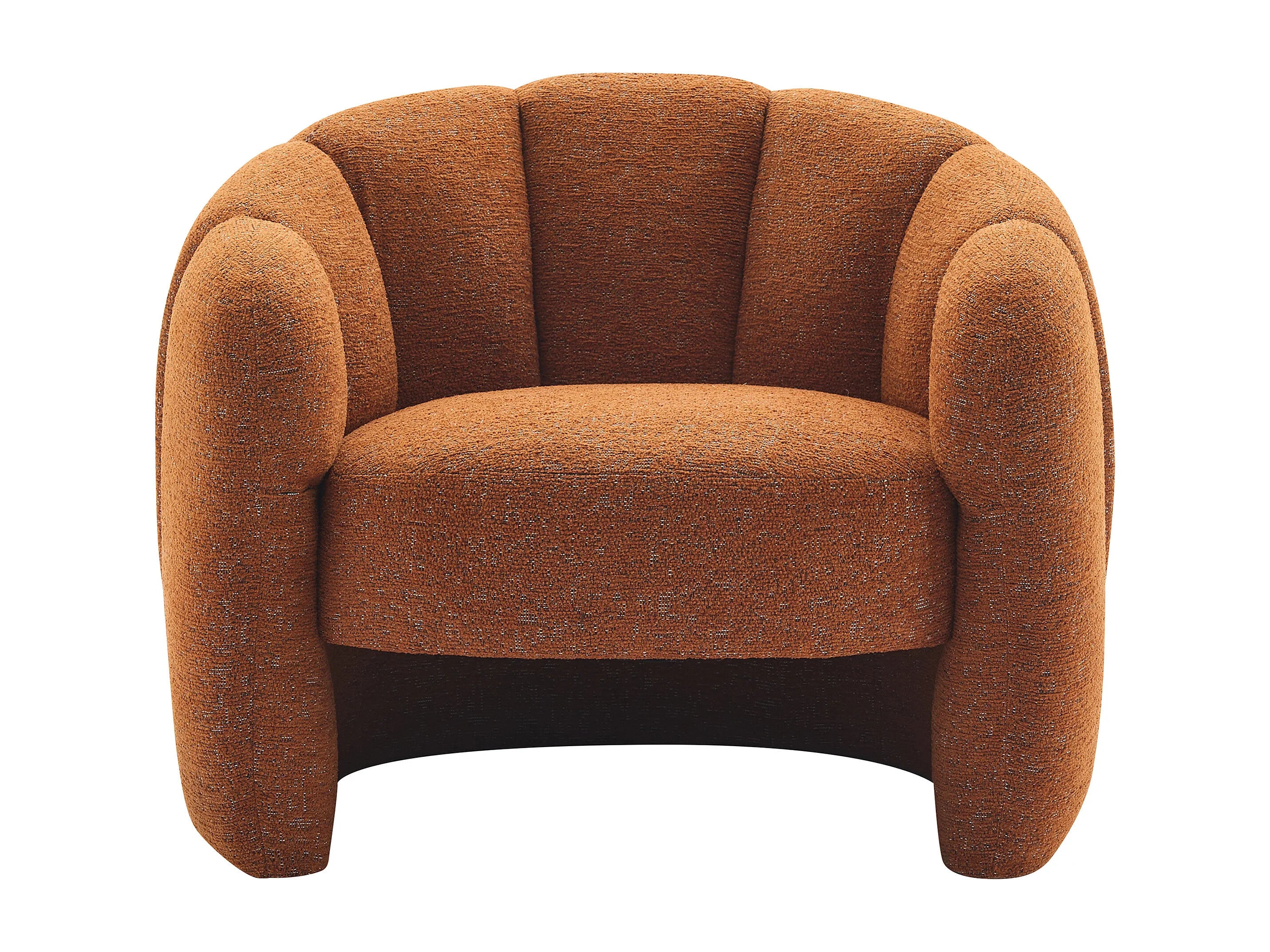 Fauteuil Arrondi Coquillage En Tissu Chenille Terracotta - DELIPO