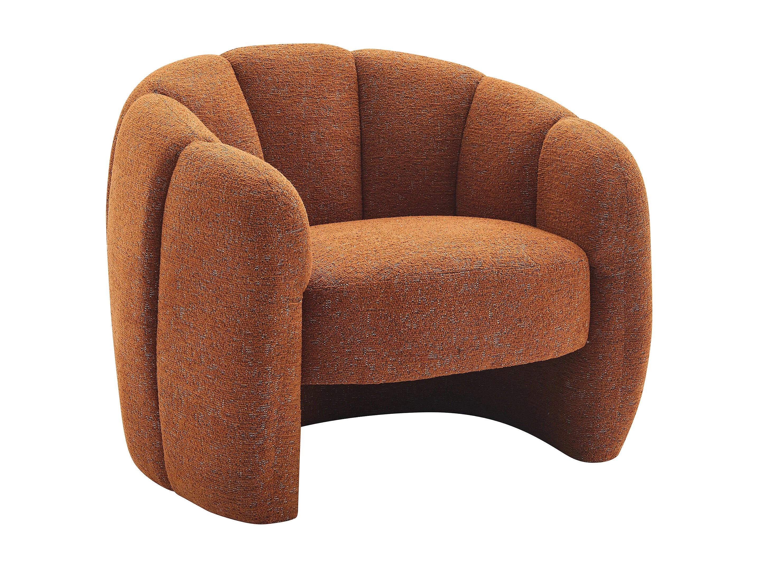 Fauteuil Arrondi Coquillage En Tissu Chenille Terracotta - DELIPO