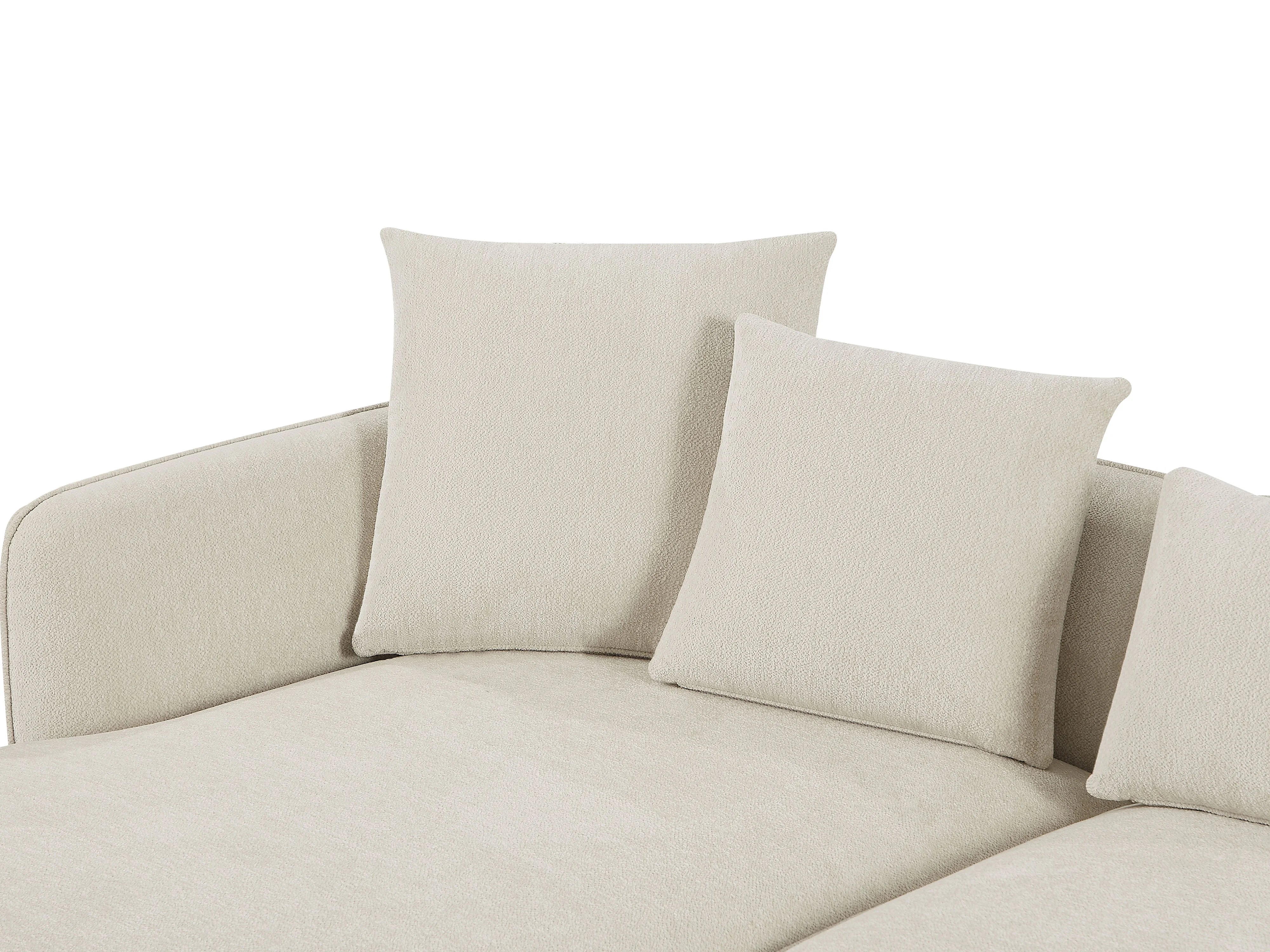 Canapé Arrondi D'Angle Gauche En Tissu Chenille Beige - DOKALO