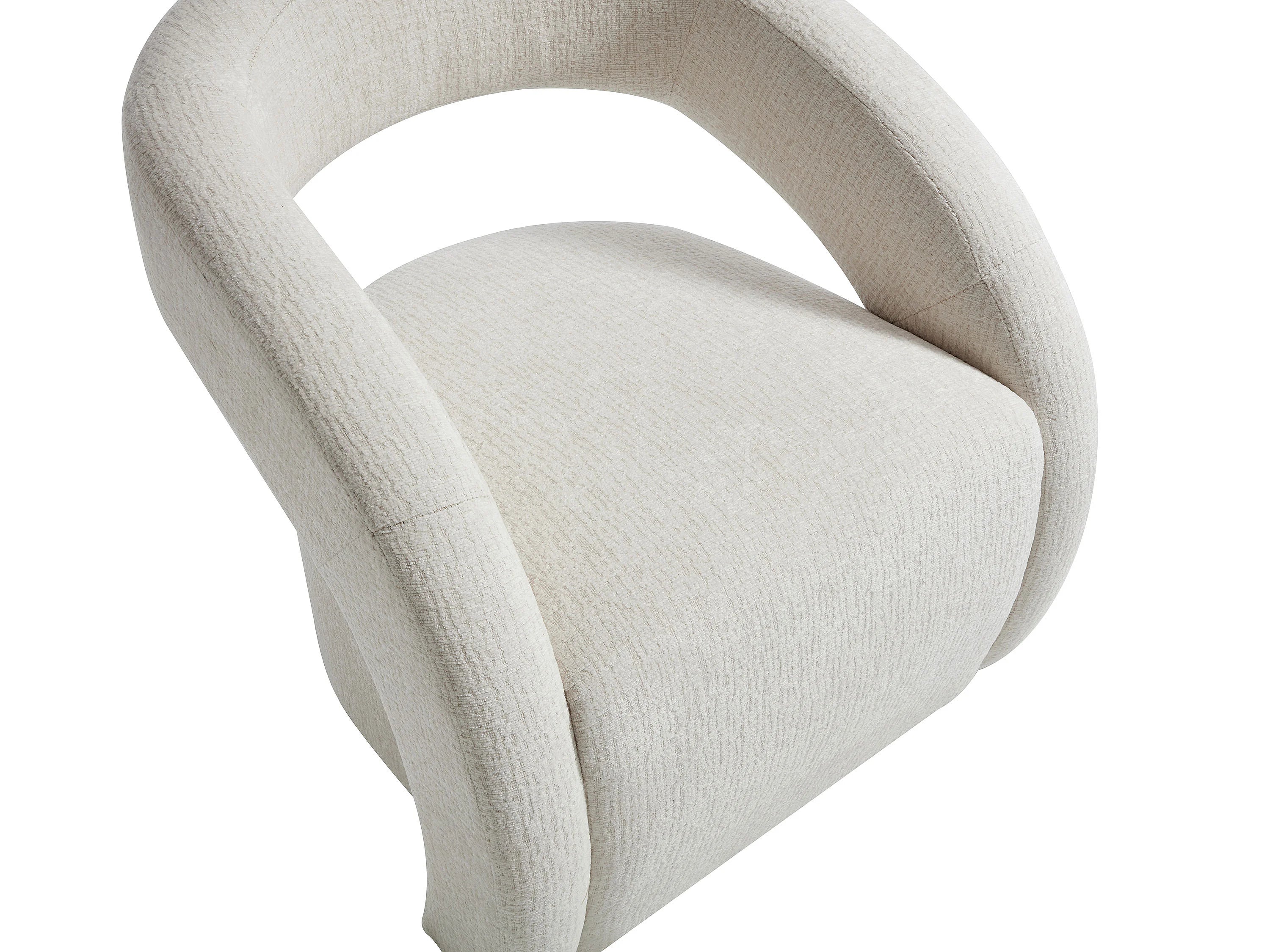 Fauteuil Arrondi En Tissu Chenille Beige - LUCIOTA
