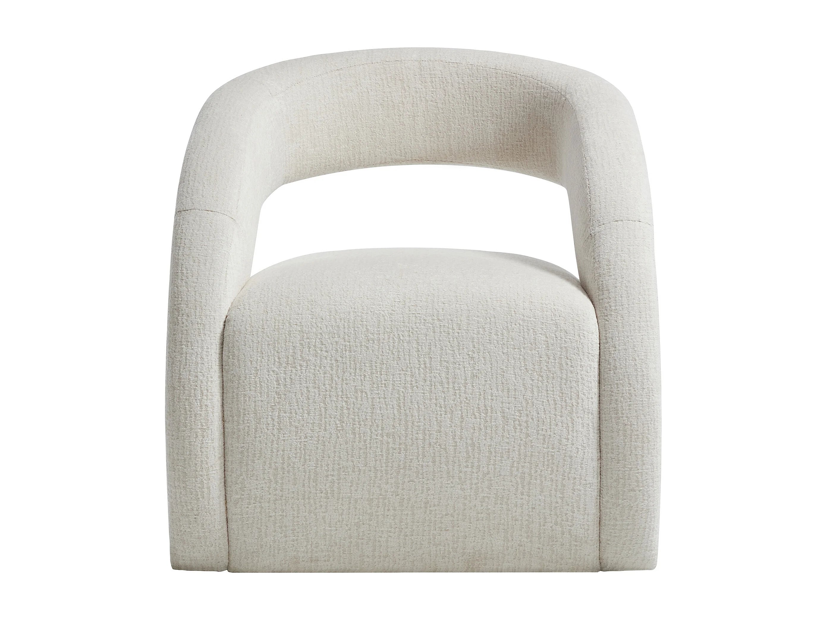 Fauteuil Arrondi En Tissu Chenille Beige - LUCIOTA