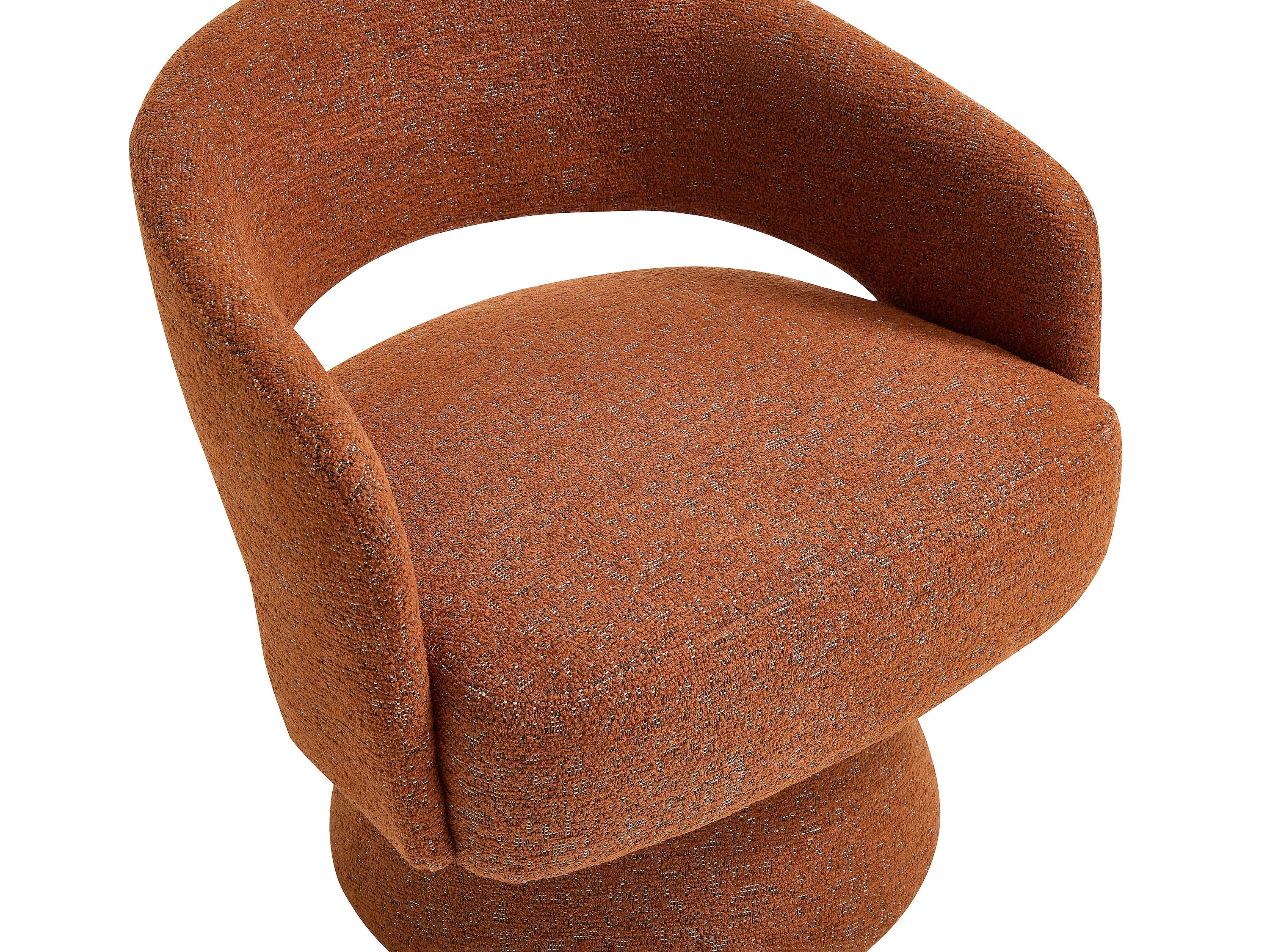 Fauteuil Arrondi Pivotant En Tissu Chenille Terracotta - FEDOTE