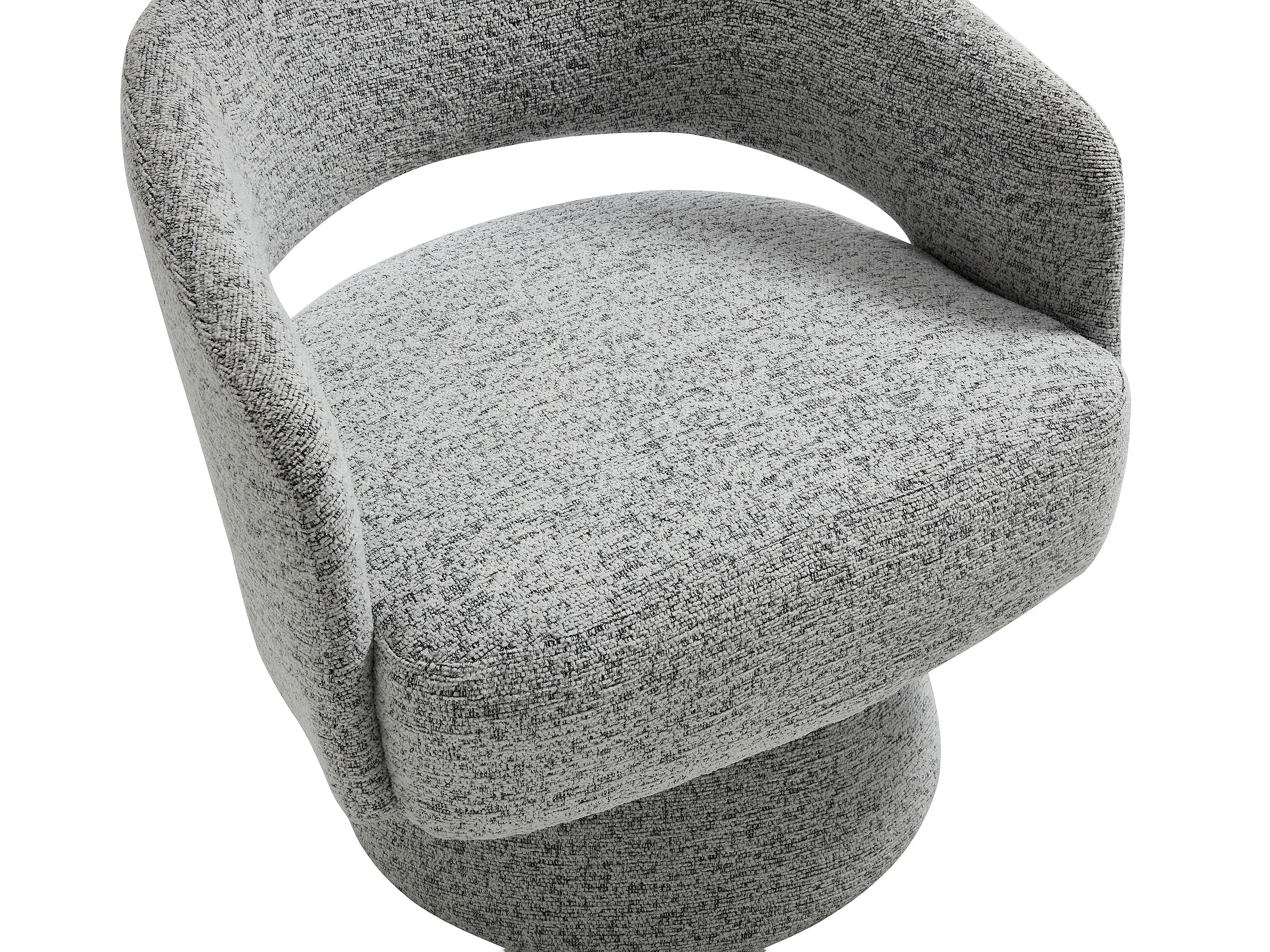 Fauteuil Arrondi Pivotant En Tissu Chenille Gris - FEDOTE