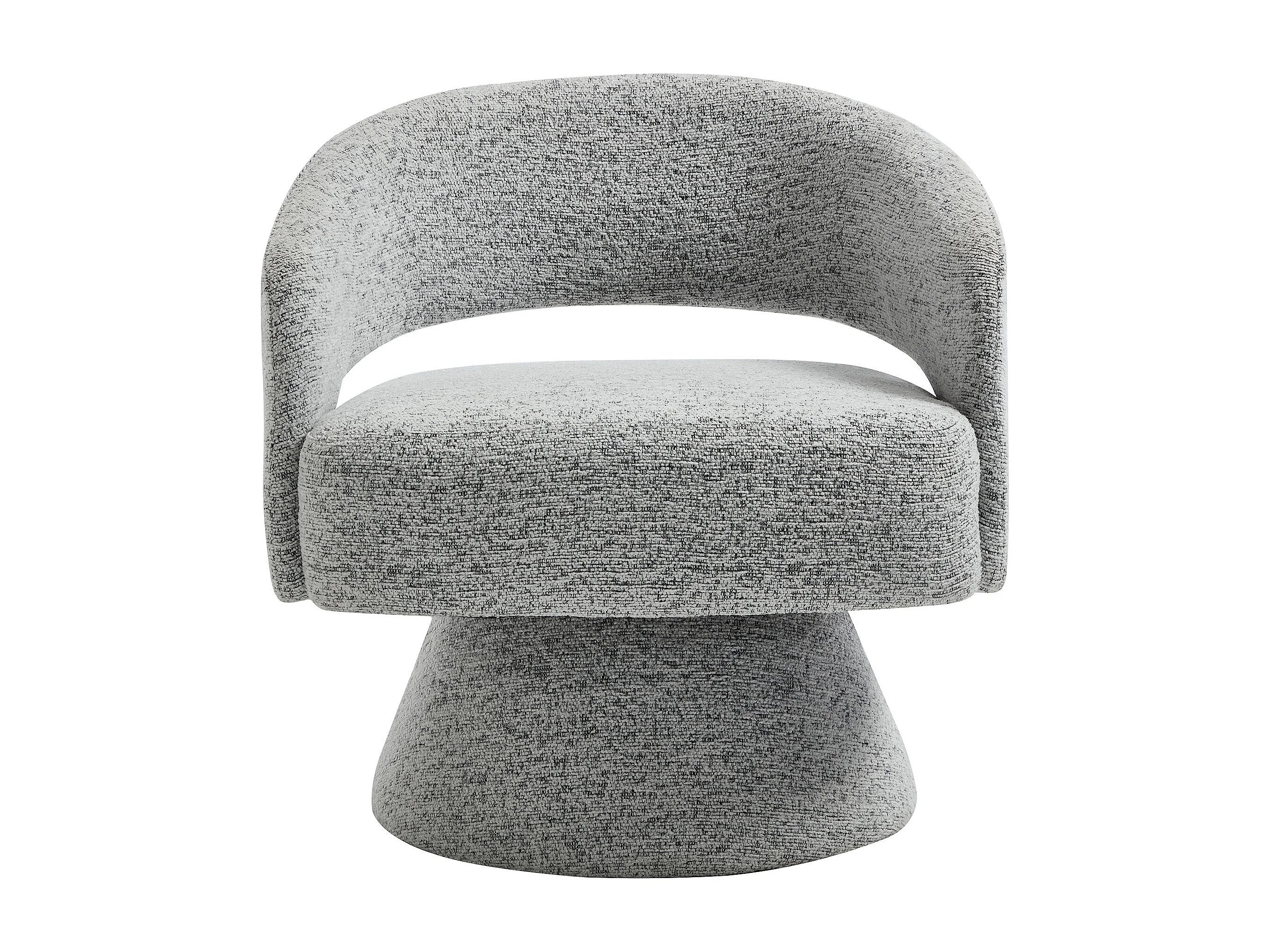 Fauteuil Arrondi Pivotant En Tissu Chenille Gris - FEDOTE