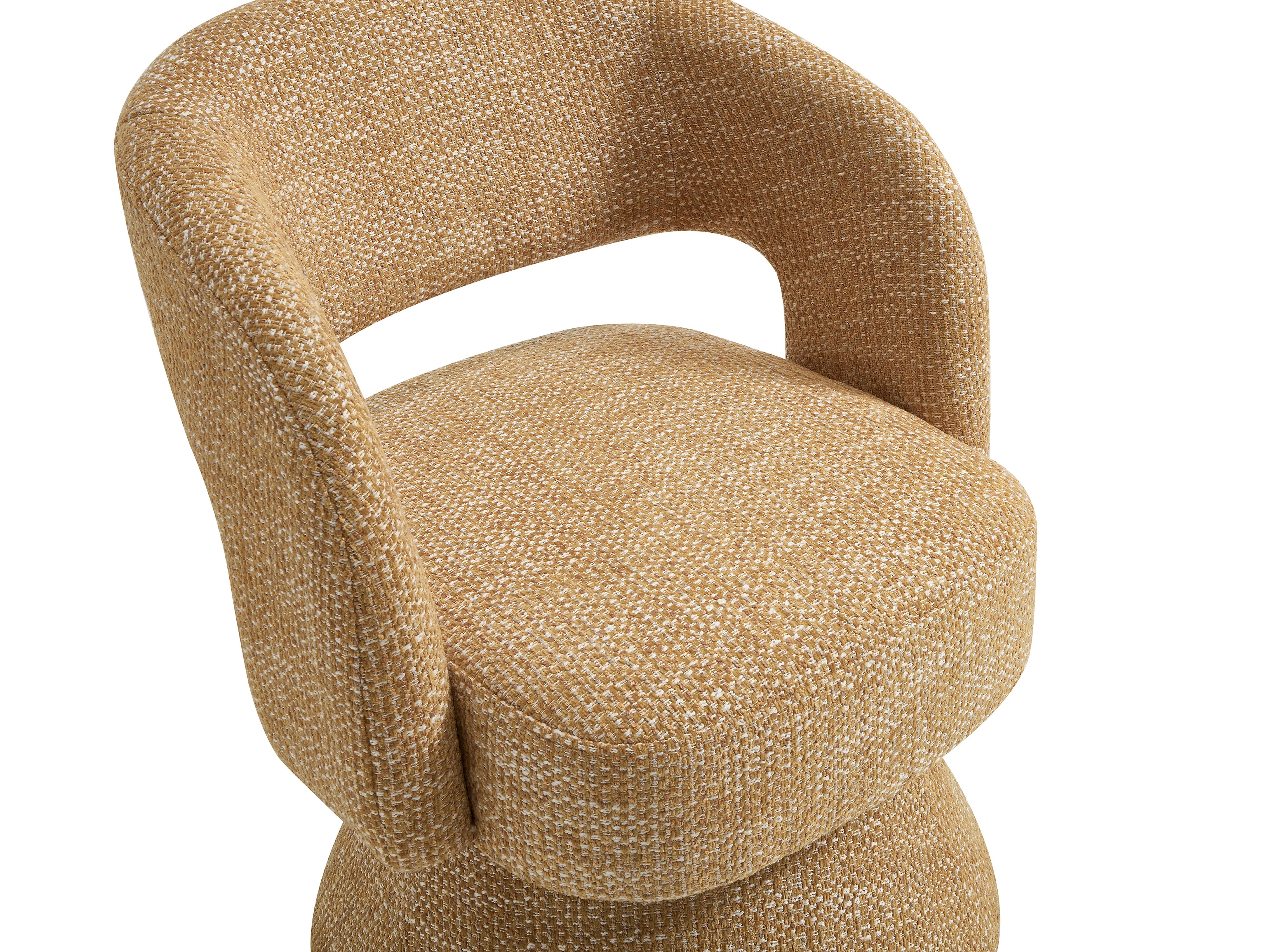 Fauteuil Arrondi Pivotant En Tissu Texturé Jaune Moutarde - NAROLIA