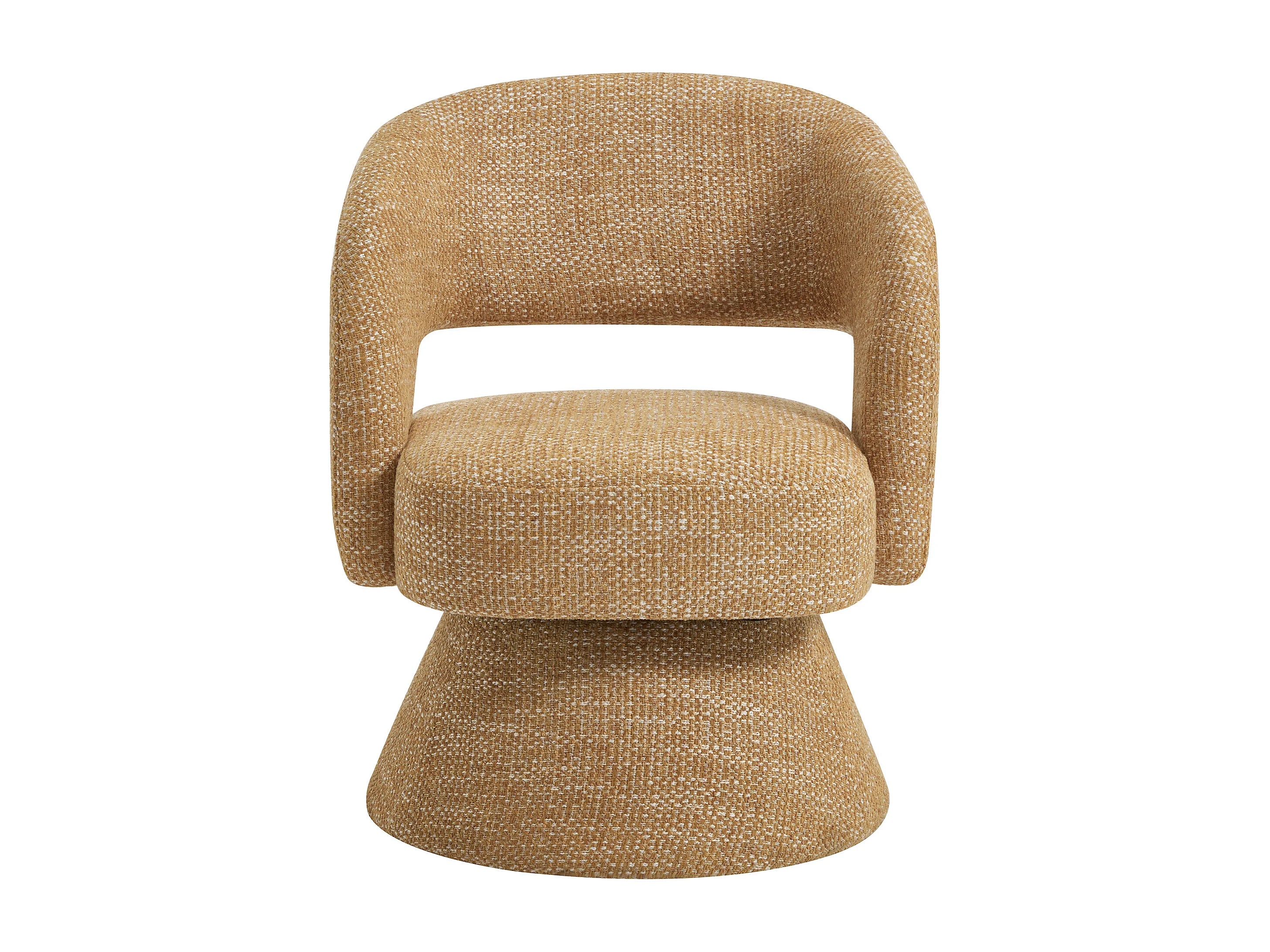 Fauteuil Arrondi Pivotant En Tissu Texturé Jaune Moutarde - NAROLIA