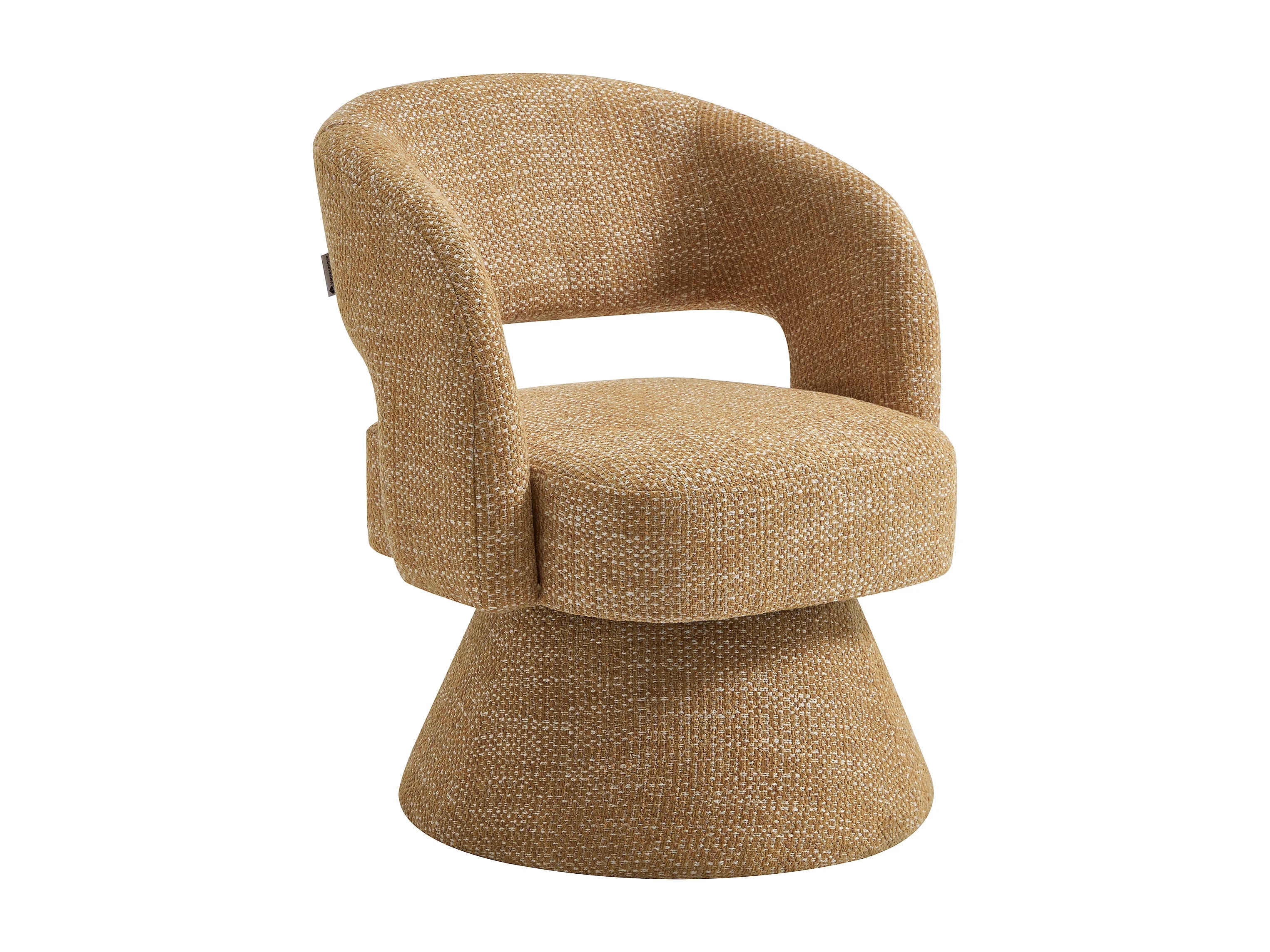 Fauteuil Arrondi Pivotant En Tissu Texturé Jaune Moutarde - NAROLIA