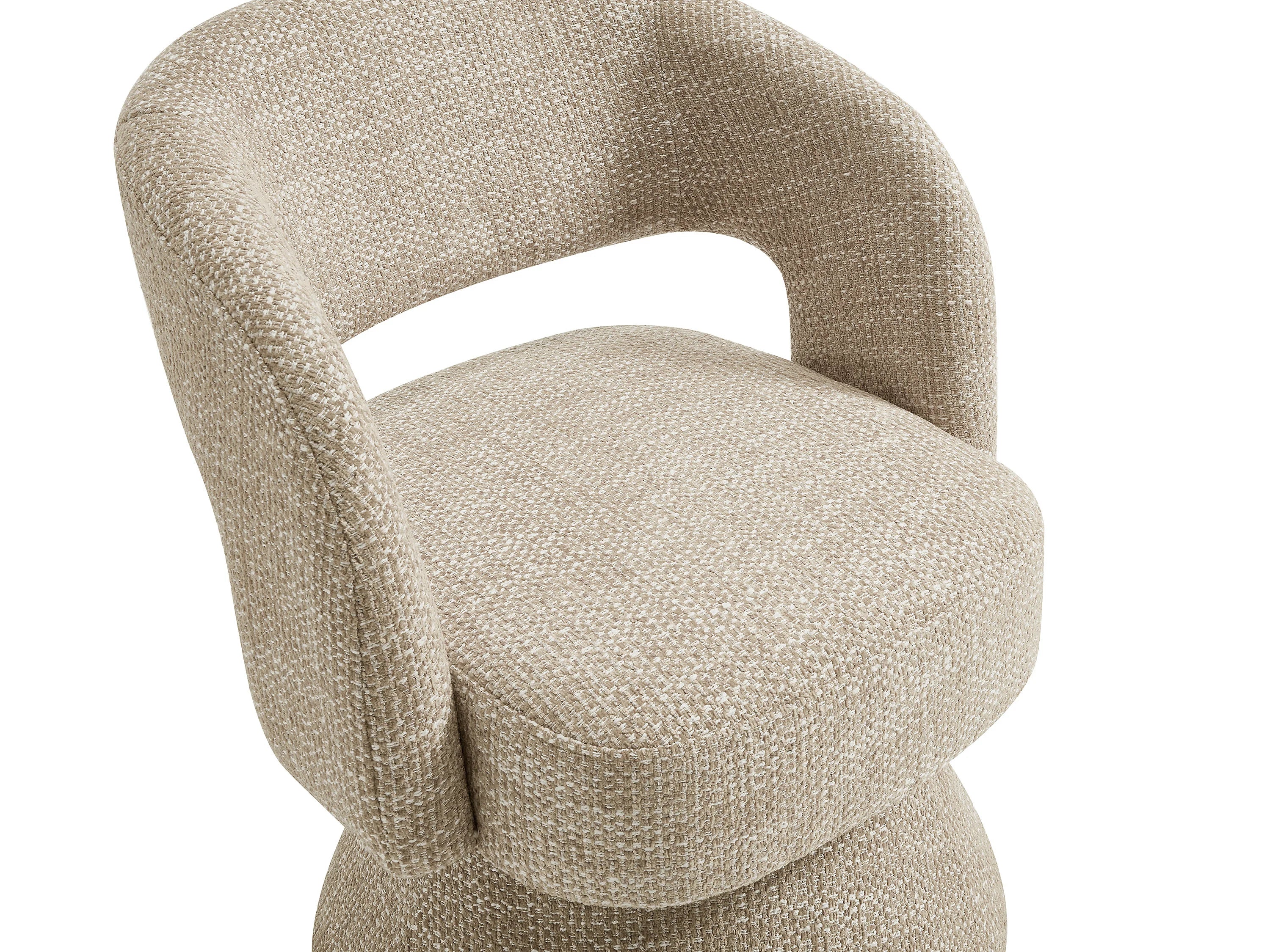 Fauteuil Arrondi Pivotant En Tissu Texturé Beige - NAROLIA