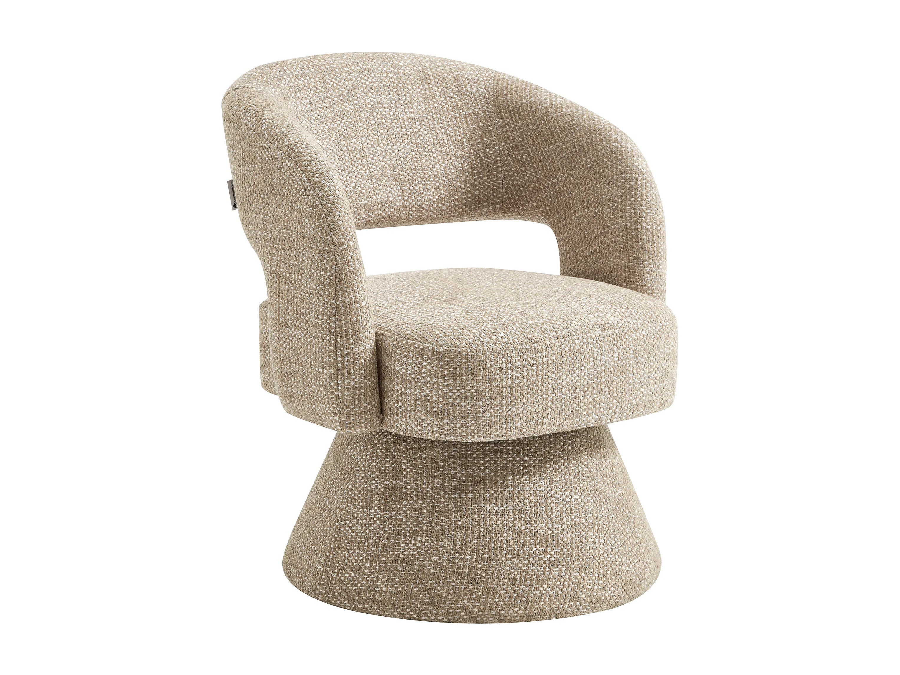 Fauteuil Arrondi Pivotant En Tissu Texturé Beige - NAROLIA