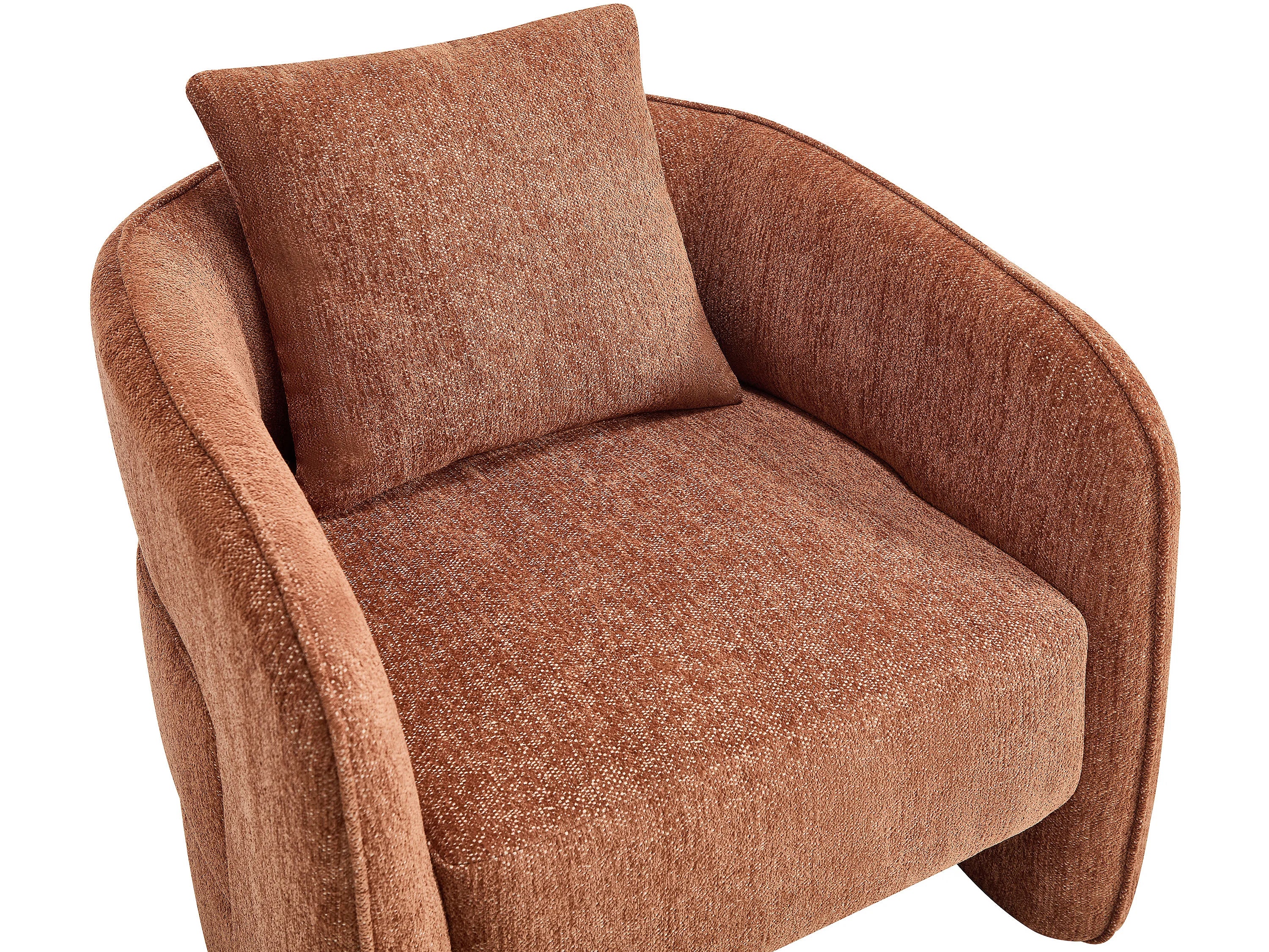 Fauteuil Arrondi En Tissu Chiné Terracotta - LANITO