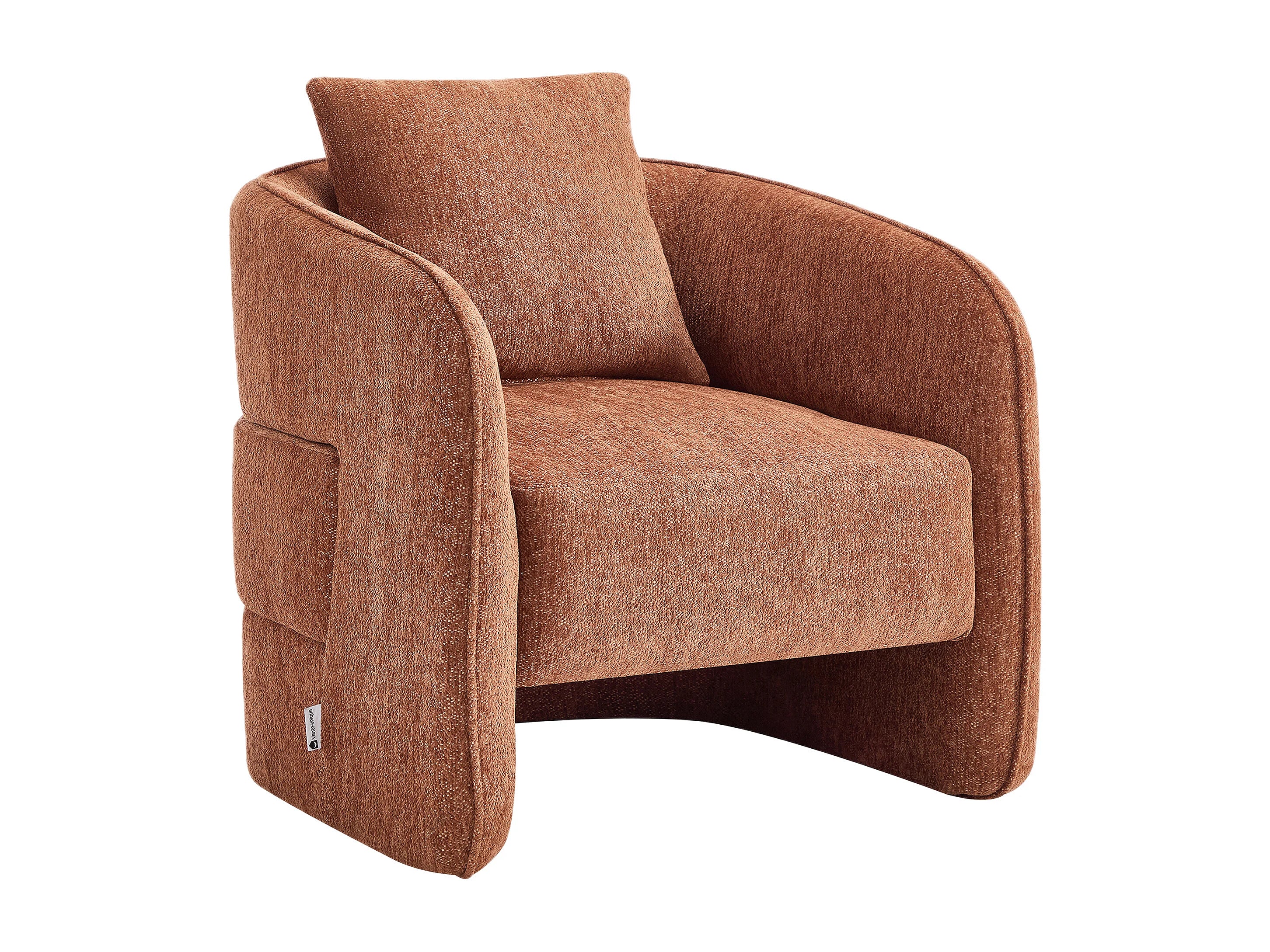 Fauteuil Arrondi En Tissu Chiné Terracotta - LANITO