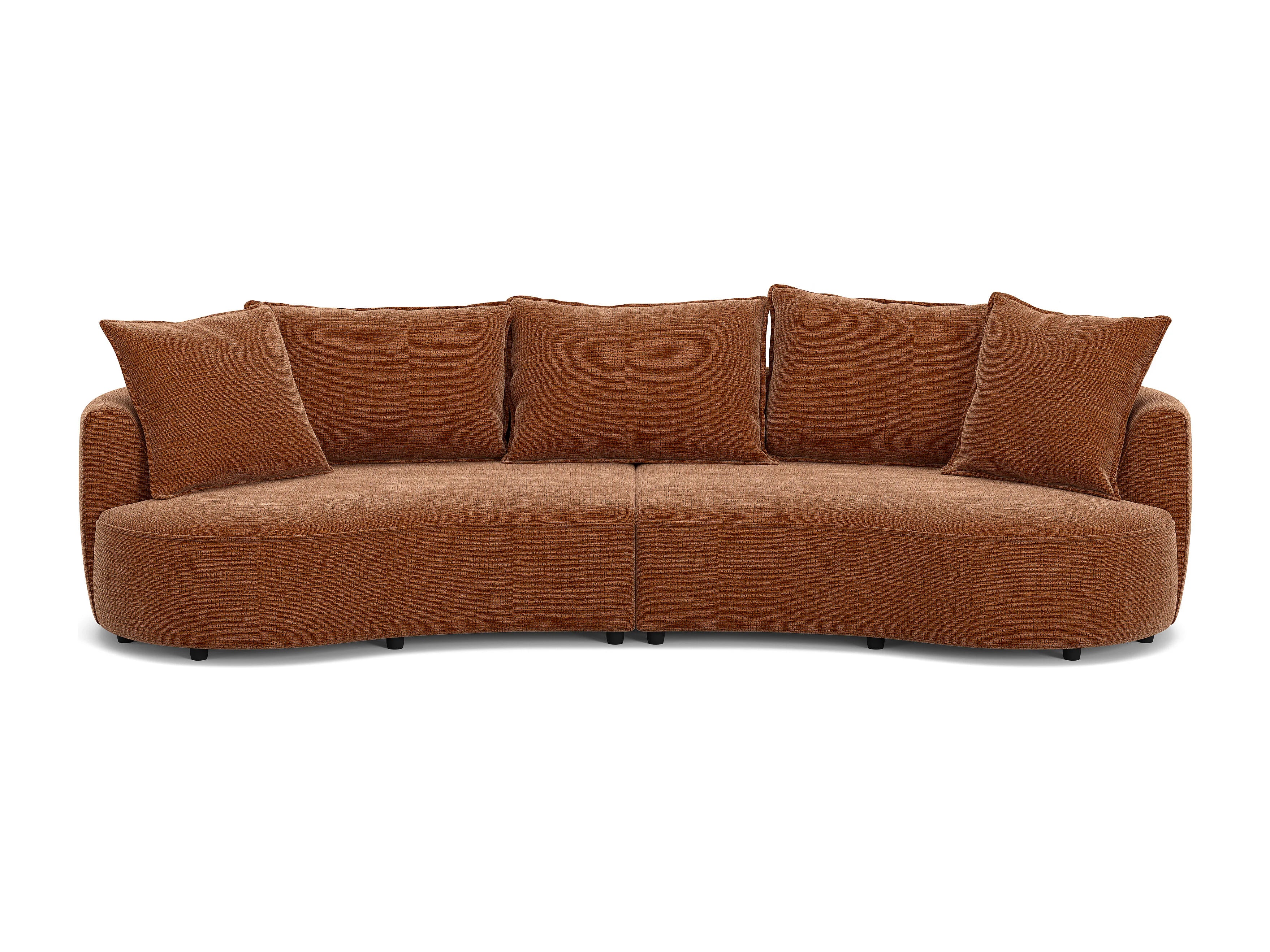 Canapé Arrondi 4 Places En Tissu Chenille Terracotta - CEPRANO
