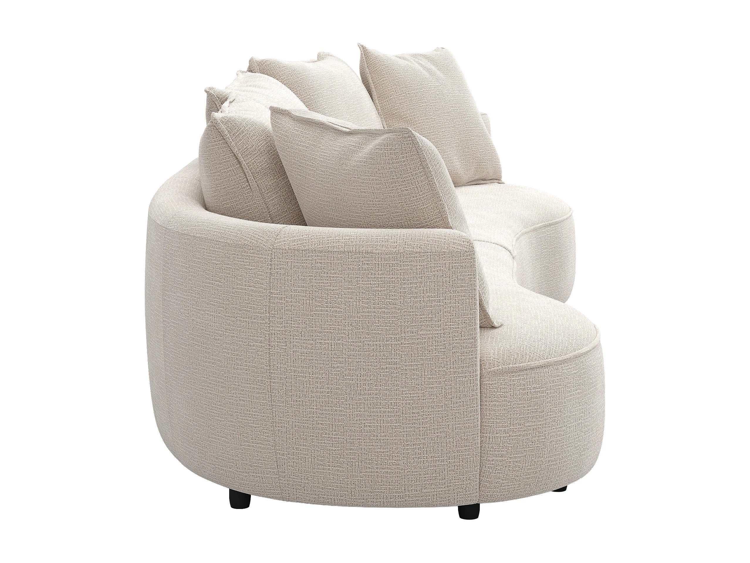 Canapé Arrondi 4 Places En Tissu Chenille Beige - CEPRANO