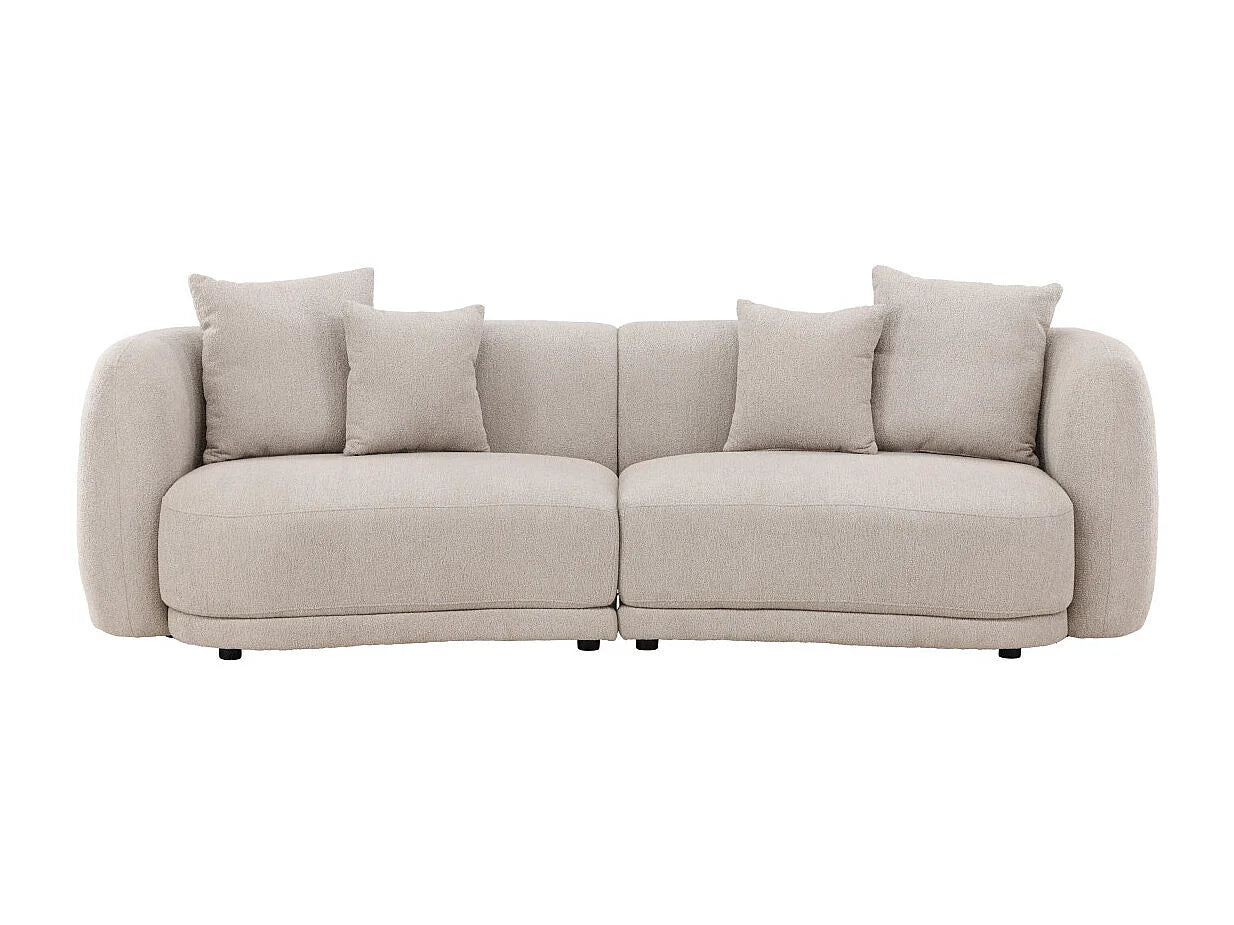 Canapé Arrondi 3 Places en Bouclette Beige - CIELO