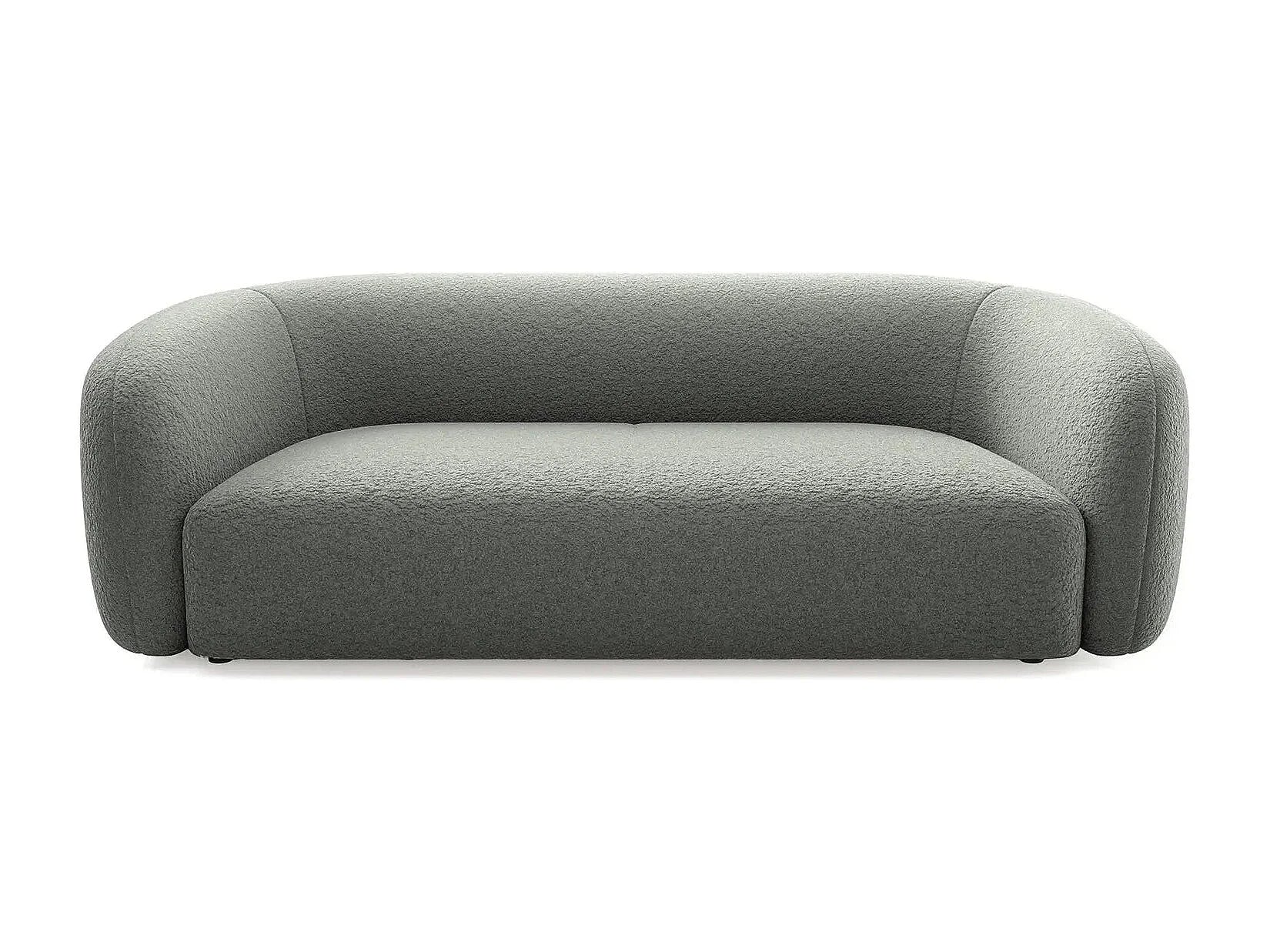 Canapé Arrondi En Tissu Bouclette 3 Places Gris Foncé - BAHIA
