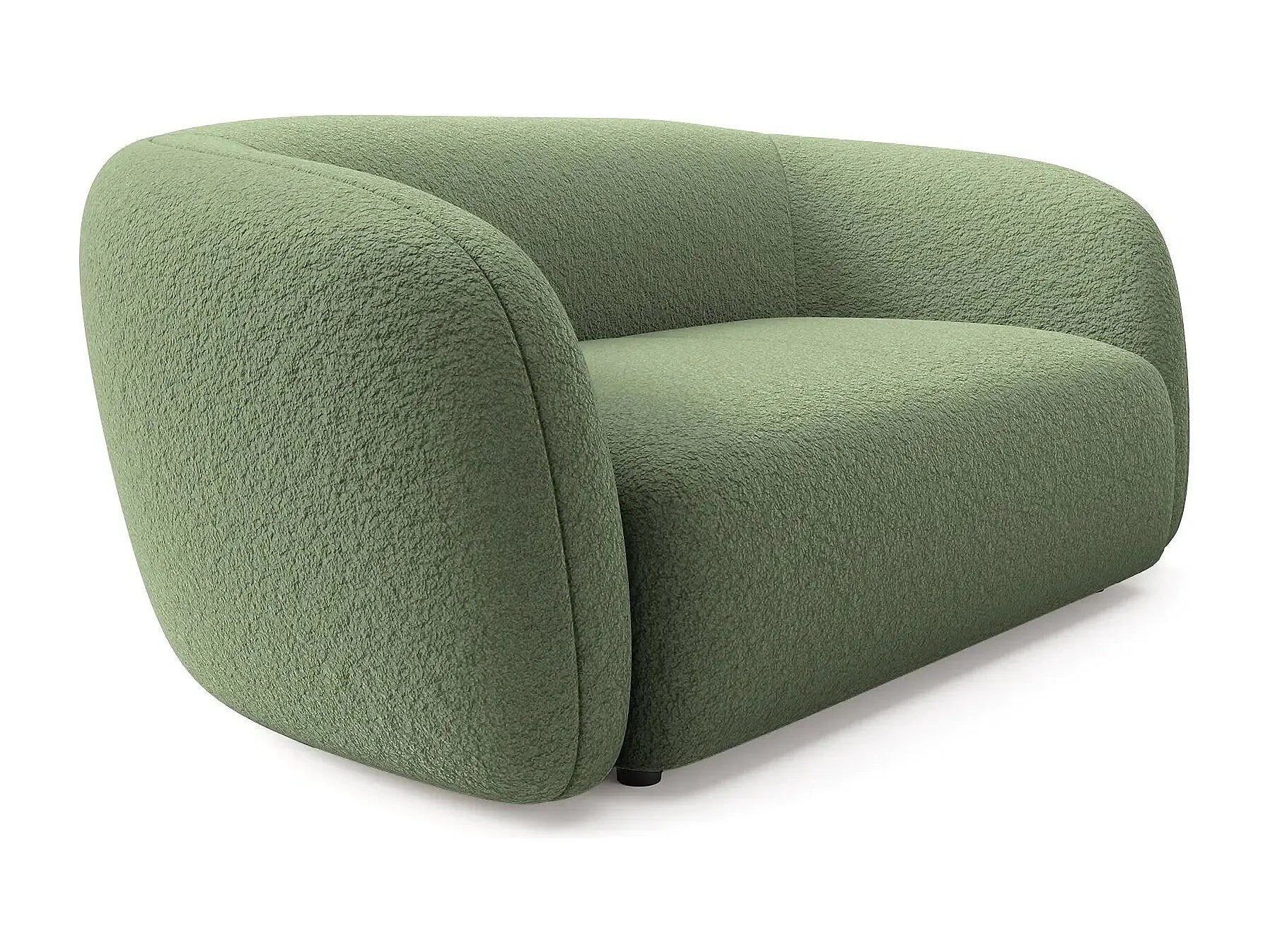 Canapé Arrondi En Tissu Bouclette 3 Places Vert - BAHIA