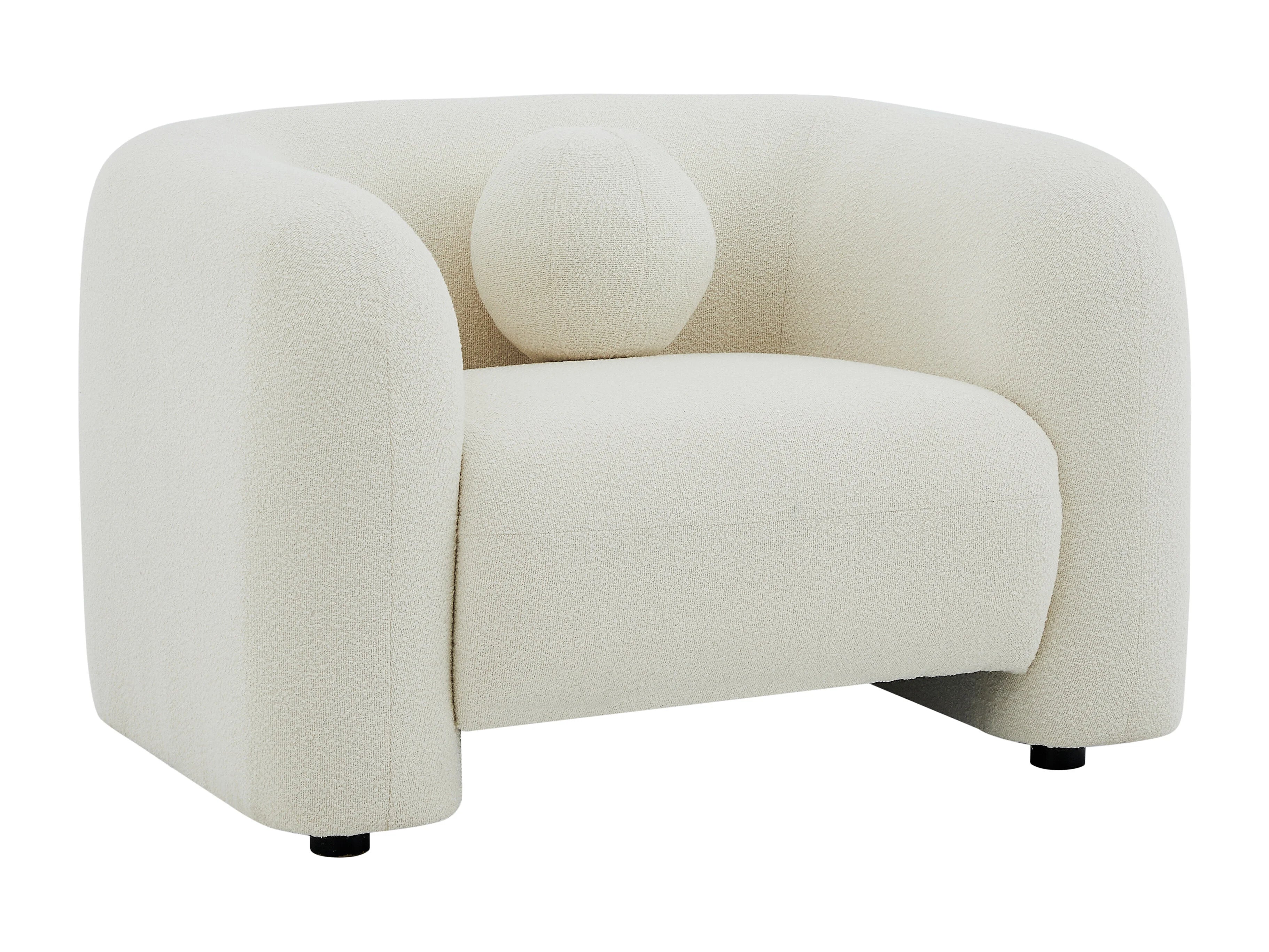 Fauteuil Arrondi En Tissu Bouclette Blanc Ivoire - OVOTAS