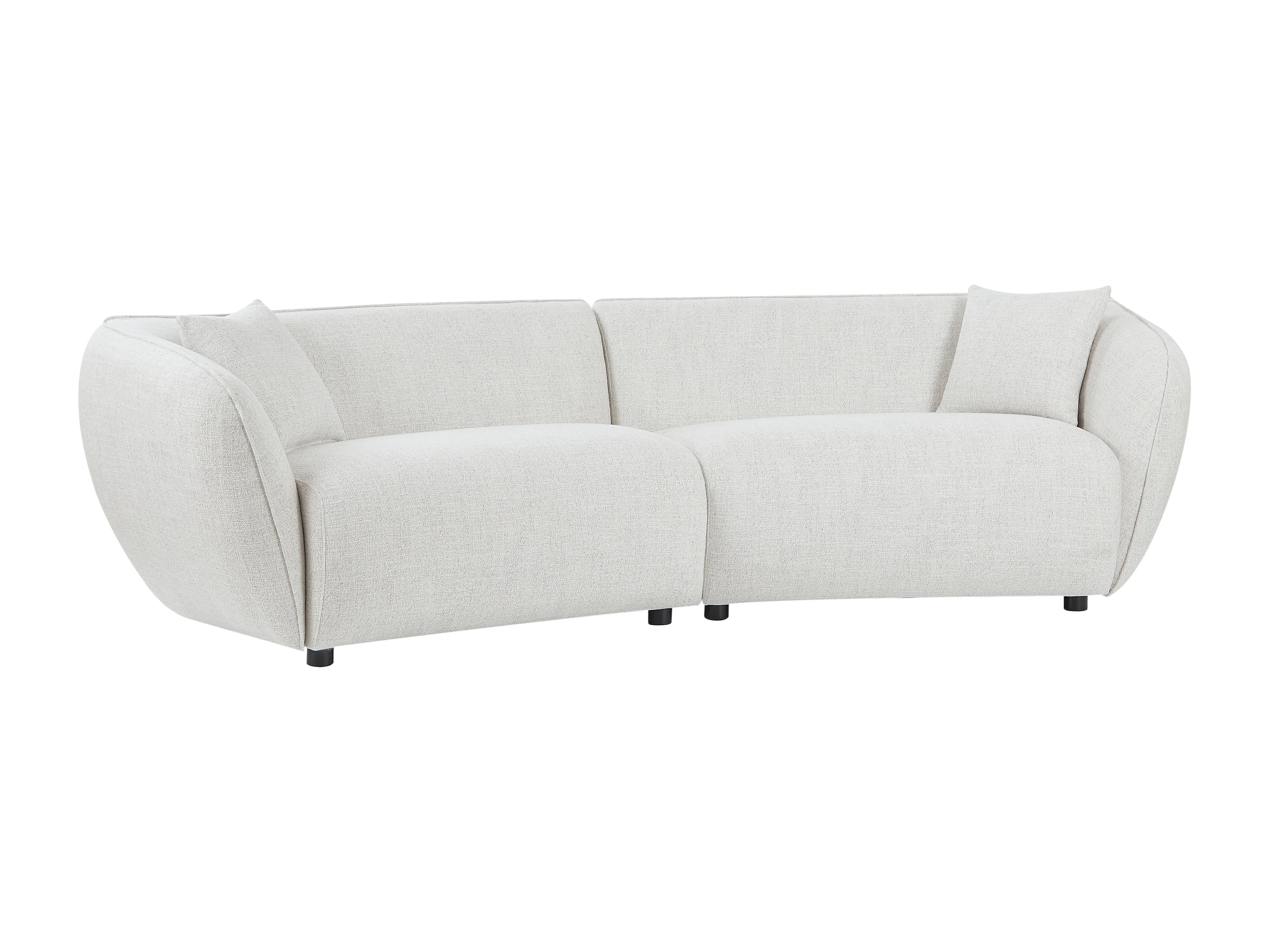 Canapé Arrondi 4 Places En Tissu Texturé Beige - LUCAMO