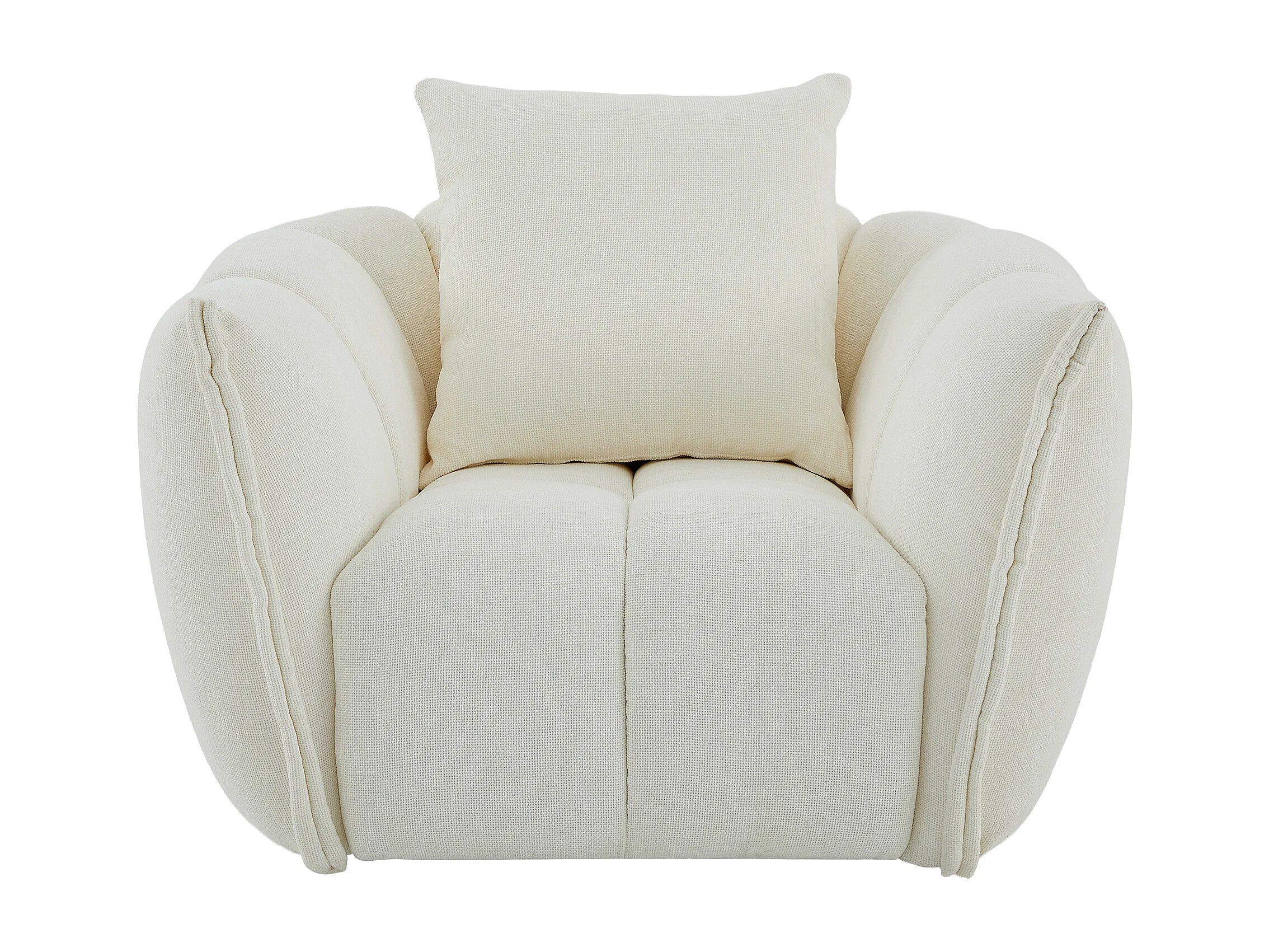Fauteuil Arrondi Pivotant En Tissu Texturé Beige - GONOLON