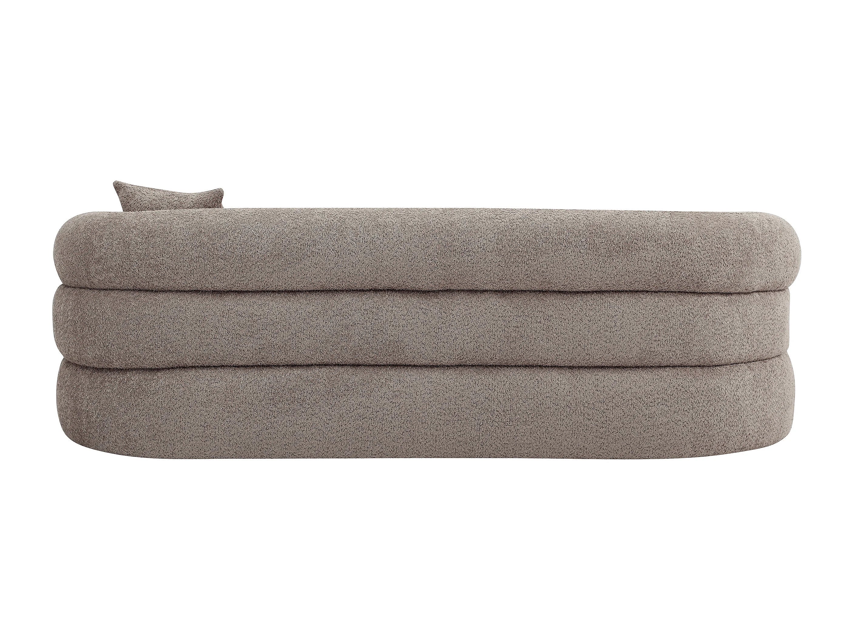 Canapé Arrondi 3 Places En Tissu Bouclette Taupe - LAPIOTA