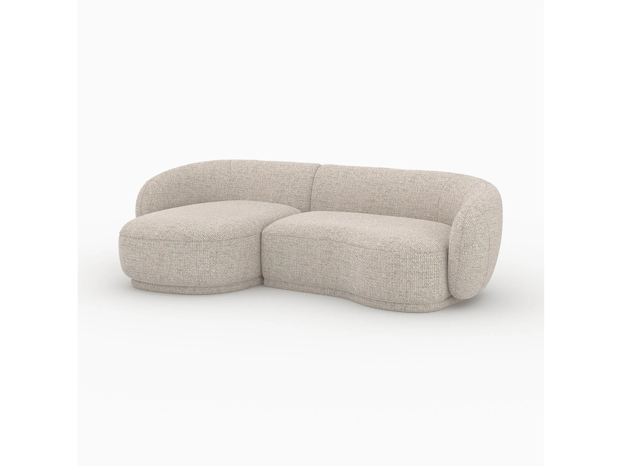Canapé Arrondi D'Angle Modulable 4 Places Beige Chiné - NOVA