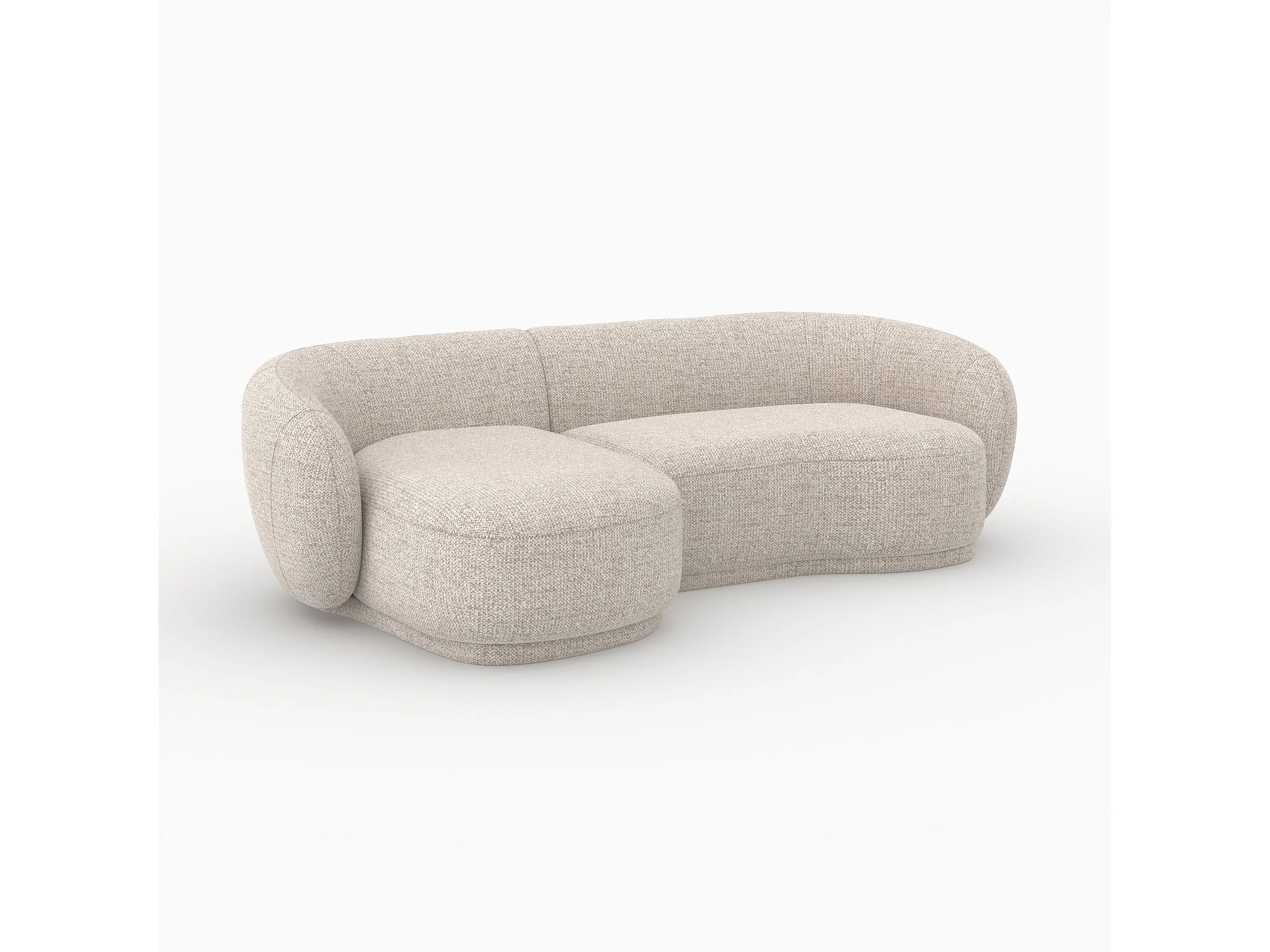 Canapé Arrondi D'Angle Modulable 4 Places Beige Chiné - NOVA