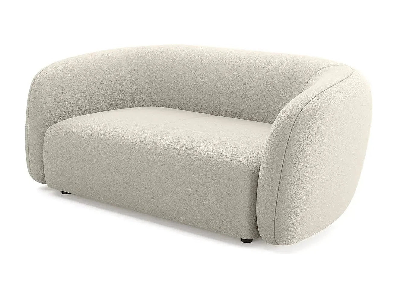 Canapé Arrondi Droit Tissu Bouclette 2 Places Beige - BAHIA