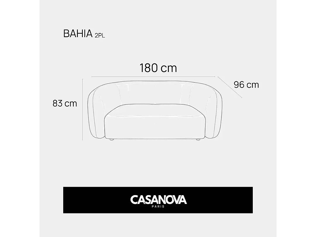 Canapé Arrondi Droit Tissu Bouclette 2 Places Beige - BAHIA