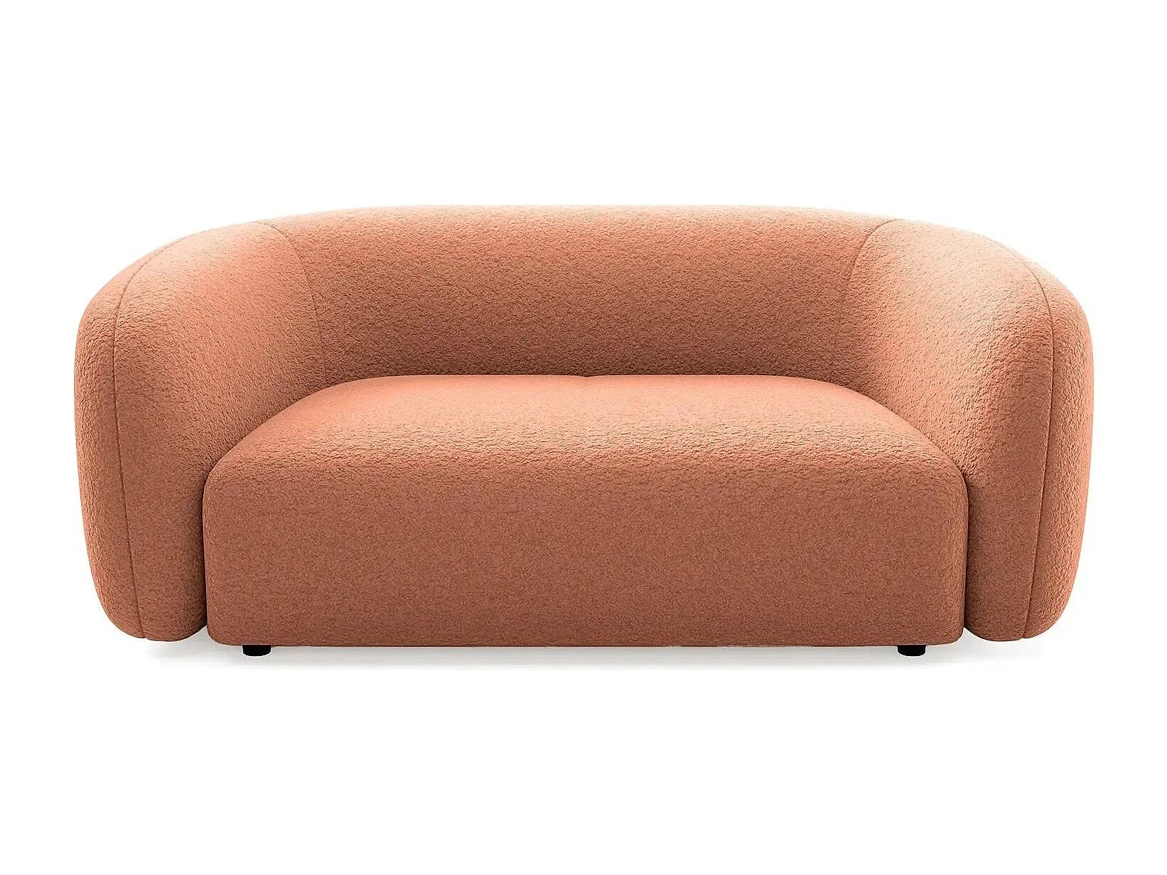 Canapé Arrondi Droit Tissu Bouclette 2 Places Terracotta - BAHIA