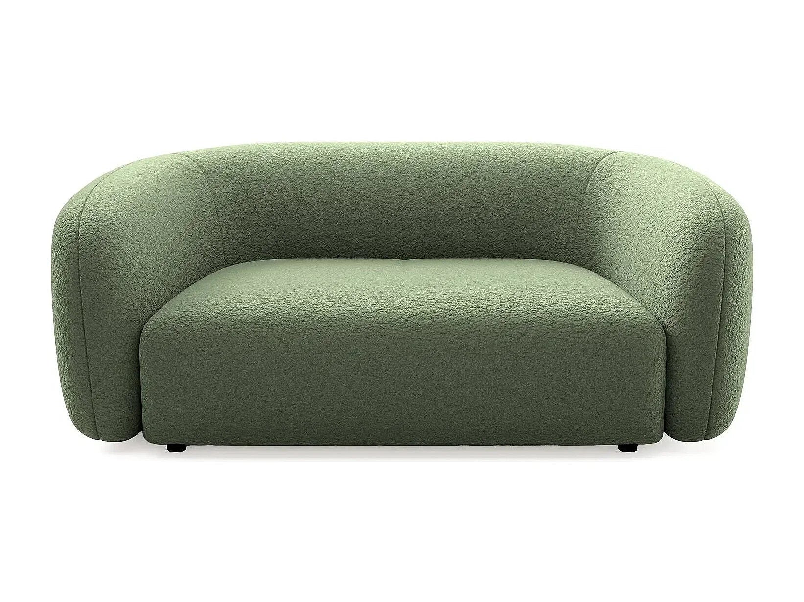 Canapé Arrondi Droit Tissu Bouclette 2 Places Vert - BAHIA