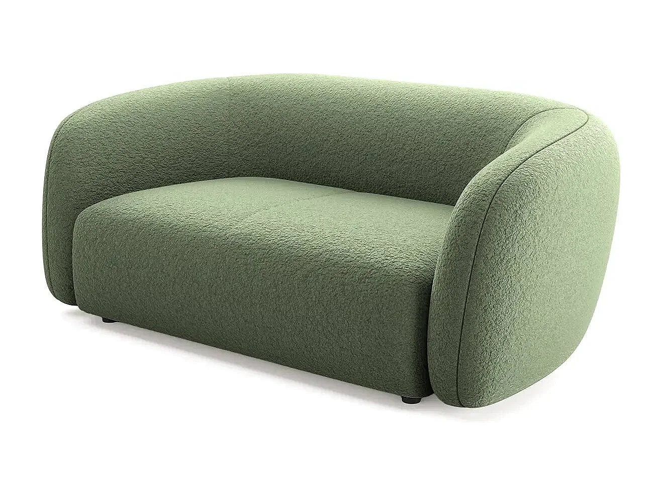 Canapé Arrondi Droit Tissu Bouclette 2 Places Vert - BAHIA