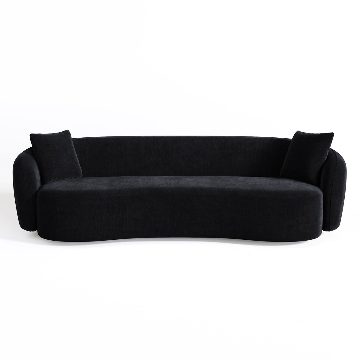 Canapé Arrondi Tissu Tramé 3 Places Noir - Céline