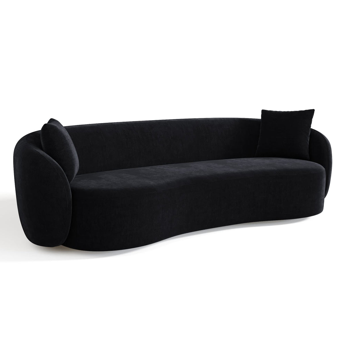 Canapé Arrondi Tissu Tramé 3 Places Noir - Céline