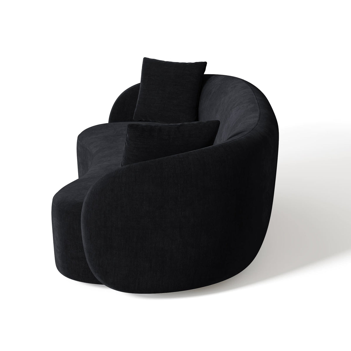 Canapé Arrondi Tissu Tramé 3 Places Noir - Céline