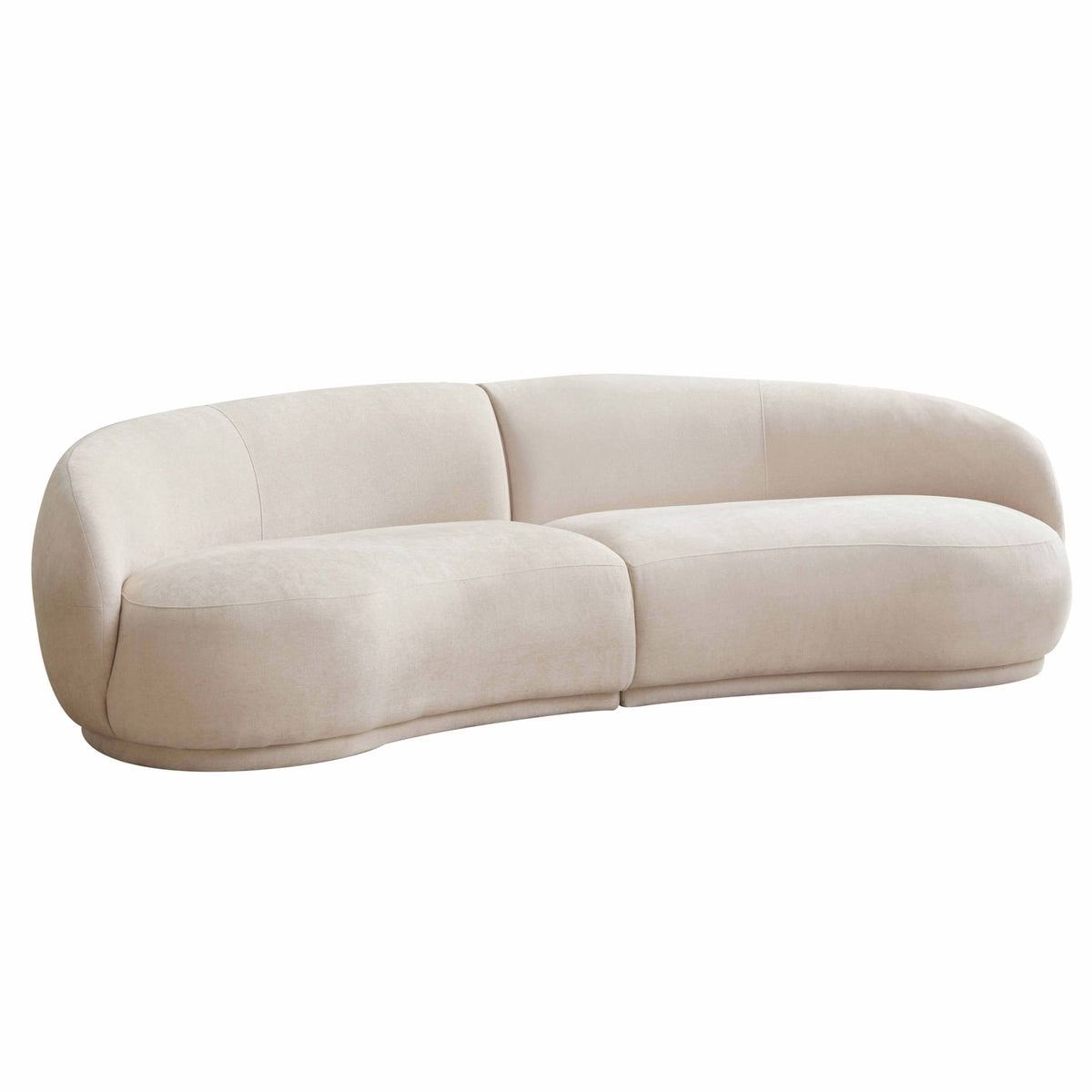 Canapé Arrondi Tissu 3 Places Beige - Harper