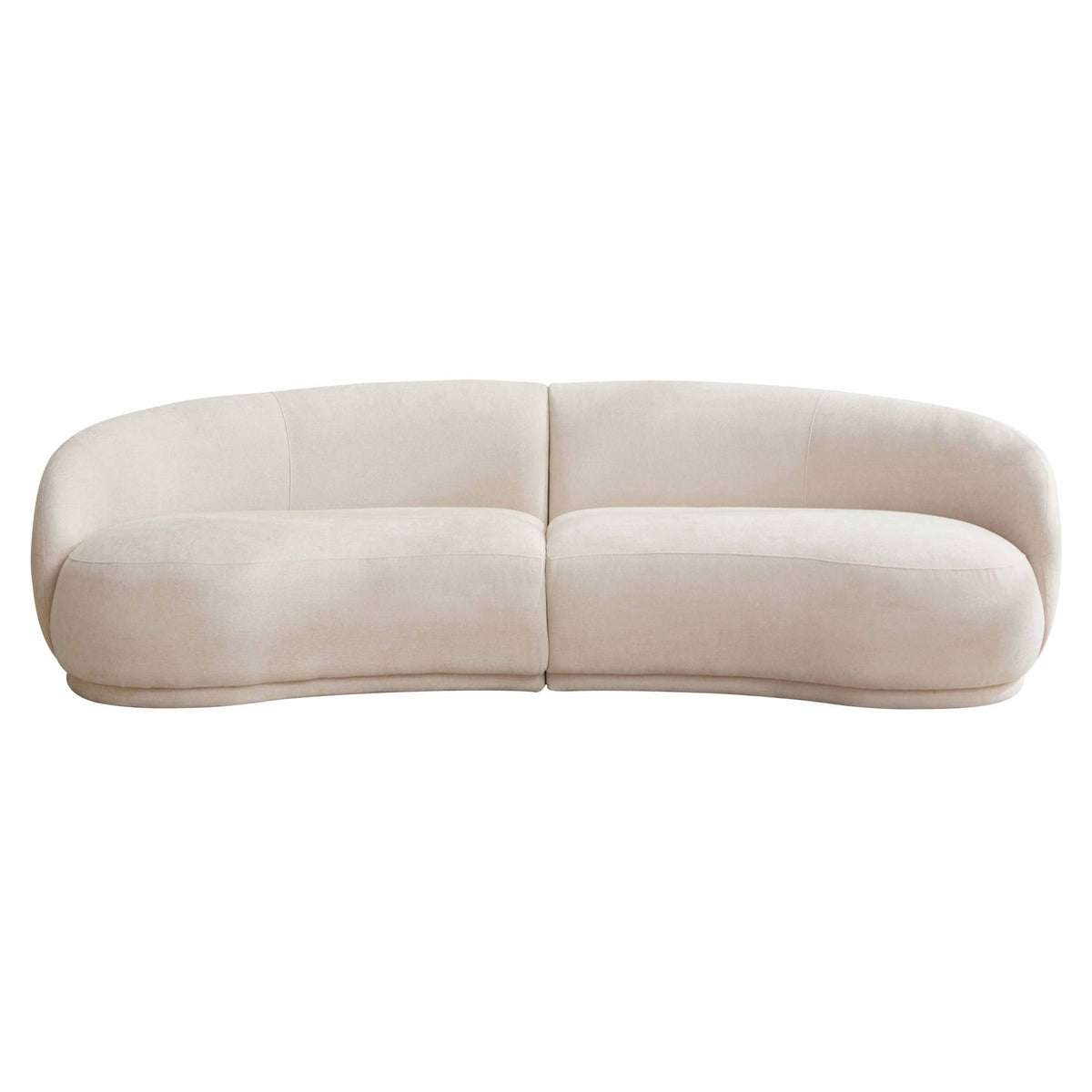 Canapé Arrondi Tissu 3 Places Beige - Harper
